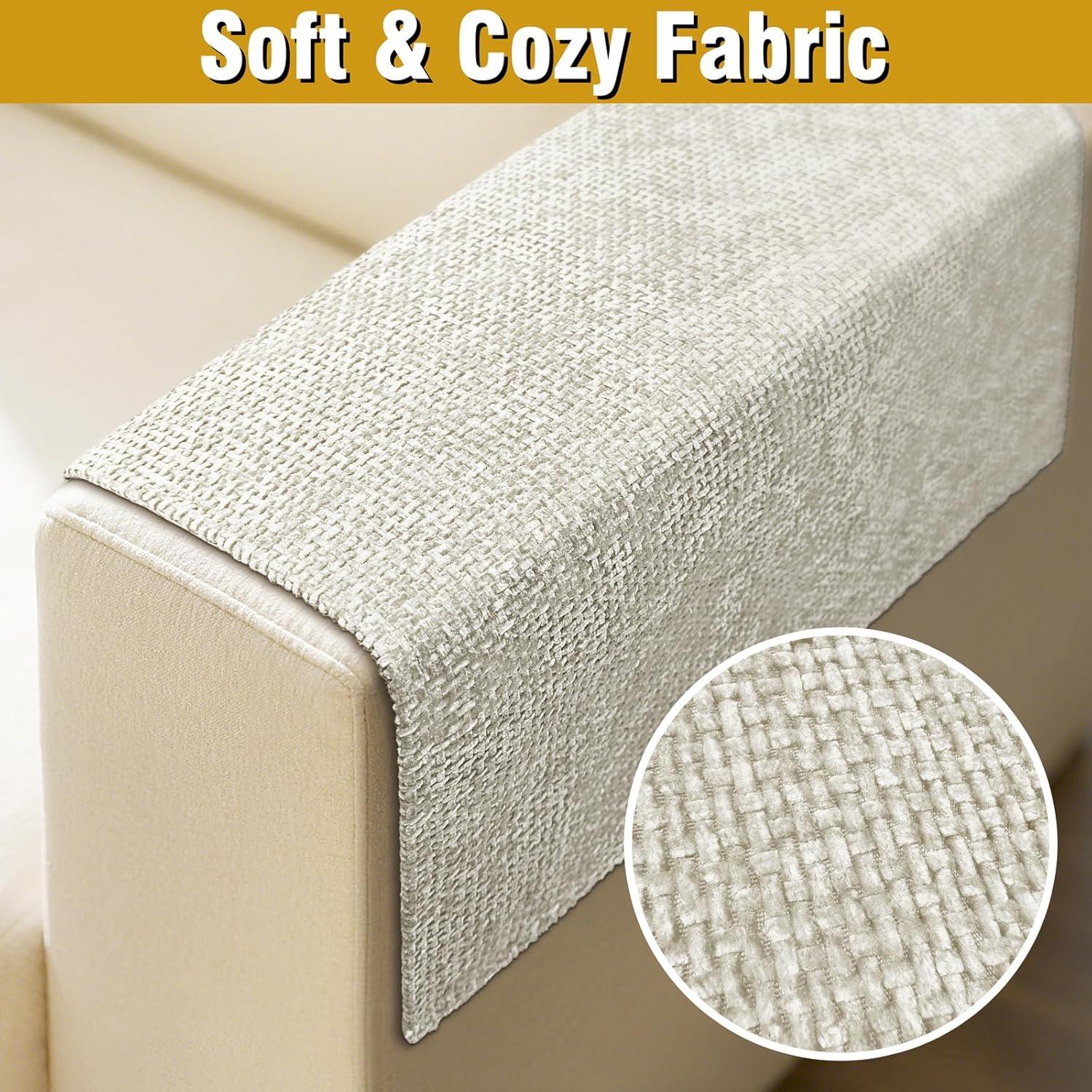 Cubiertas de brazos de sofá LovoGemy 61x51 cm impermeables - 2 piezas beige