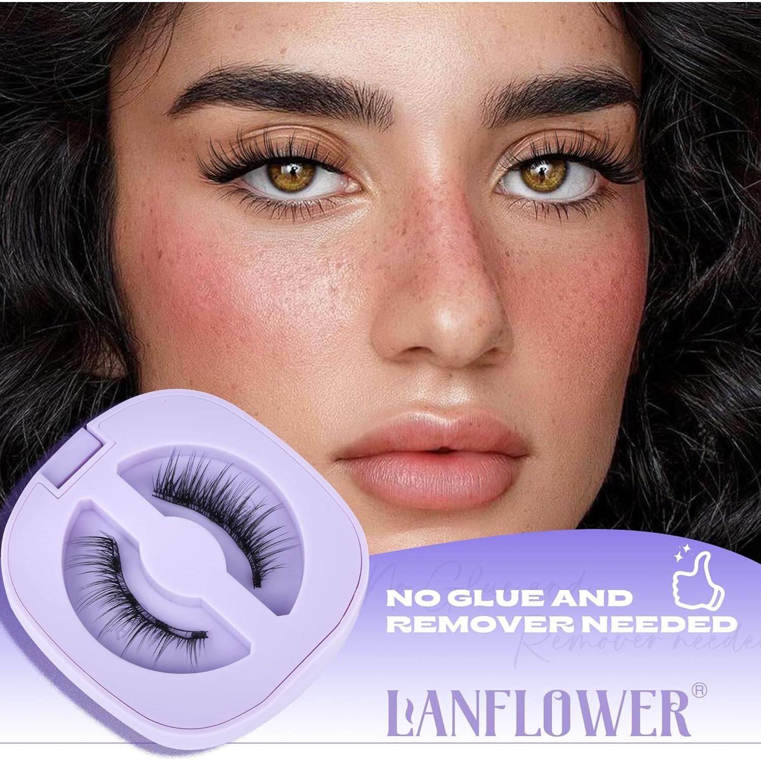 Pestañas Magnéticas Naturales Lanflower A3 Reutilizables 16.5cm