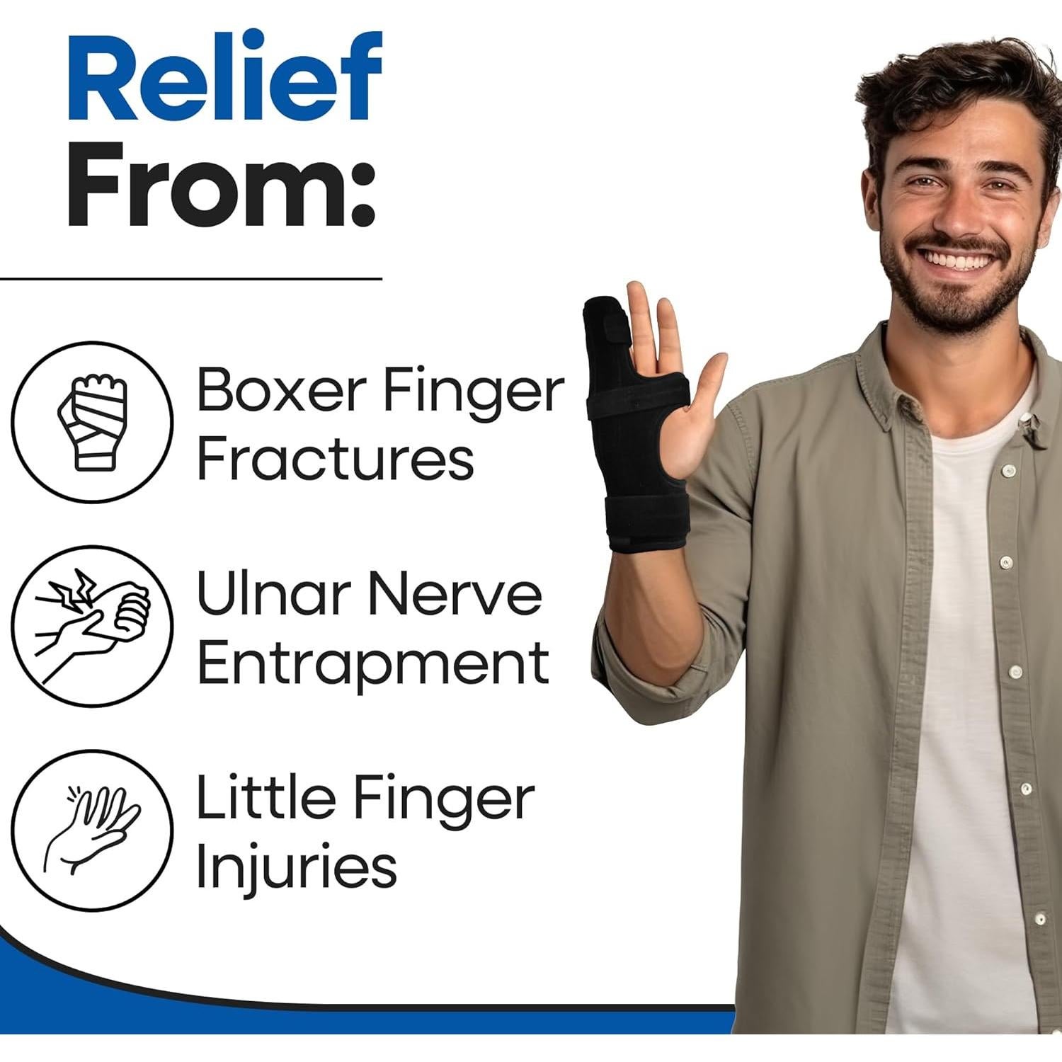 Férula Metacarpiana Ajustable Armstrong América - Dedo Meñique Izquierda Extra Pequeña