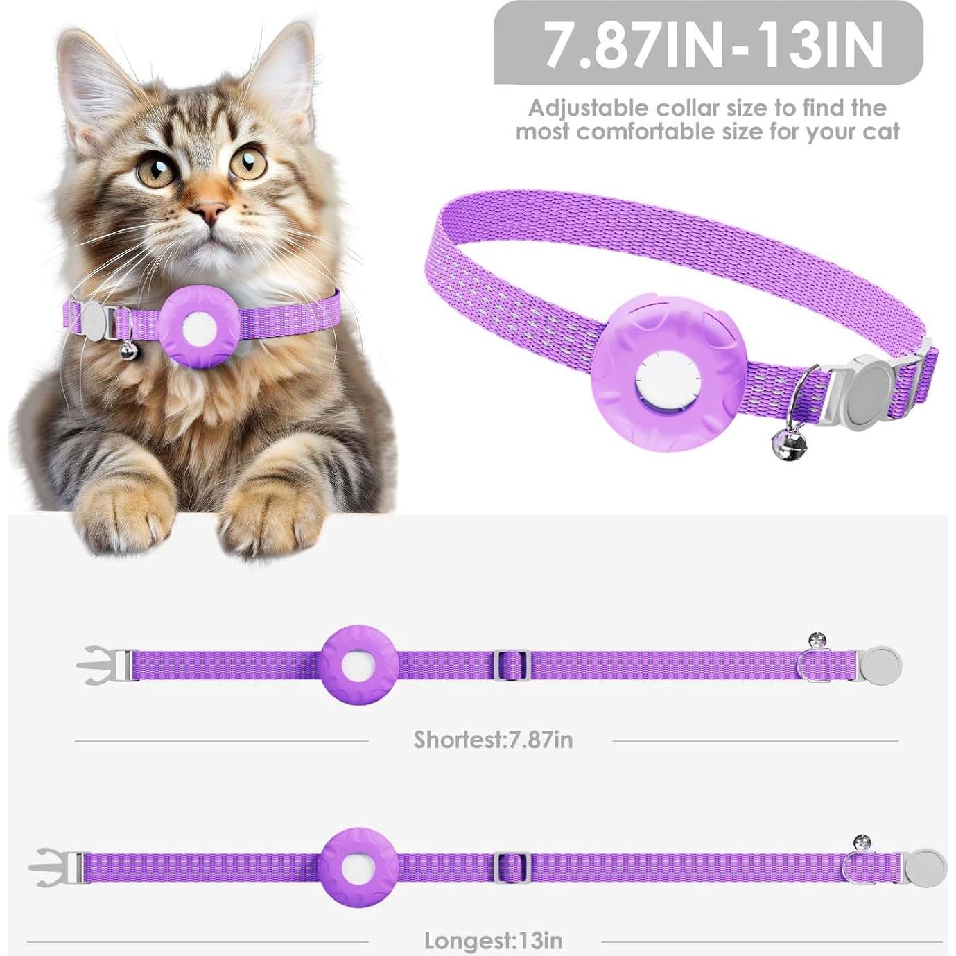 Rastreador GPS para Gatos ZFSJTAG, Collar Púrpura, Sin Cuota Mensual