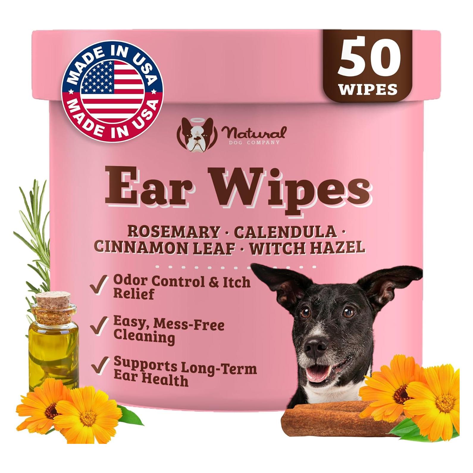 Toallitas para Oídos de Perro Natural 50 Ct - Alivio Picazón