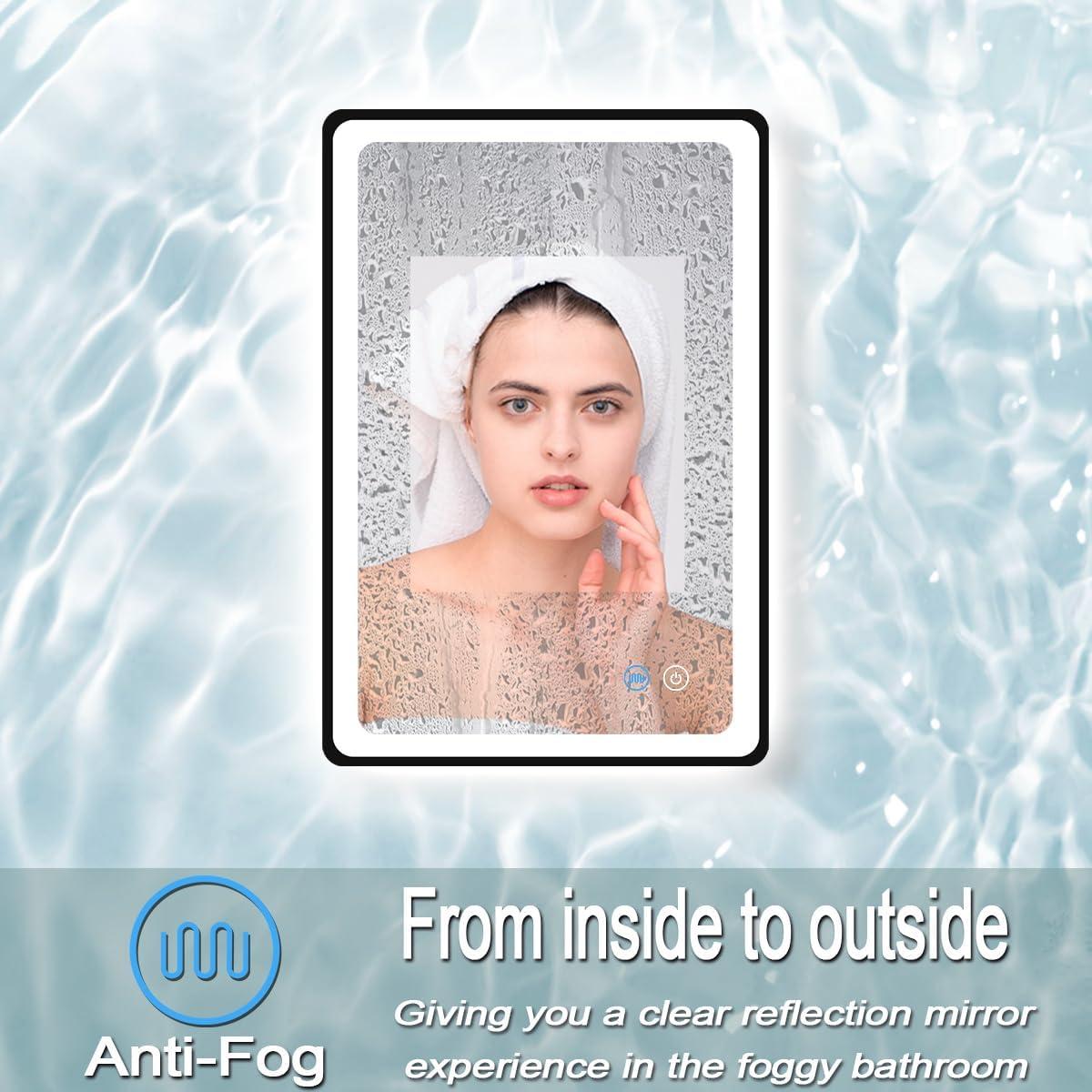 Espejo LED de Baño MEIOUKA 61x40.6cm Negro Regulable