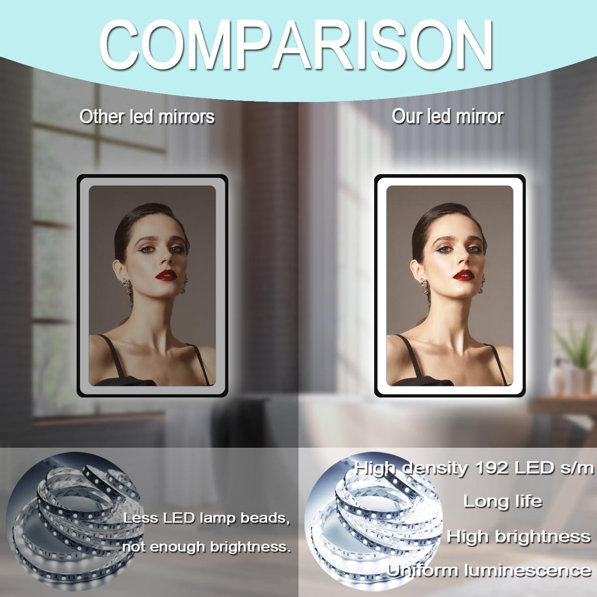 Espejo LED de Baño MEIOUKA 61x40.6cm Negro Regulable