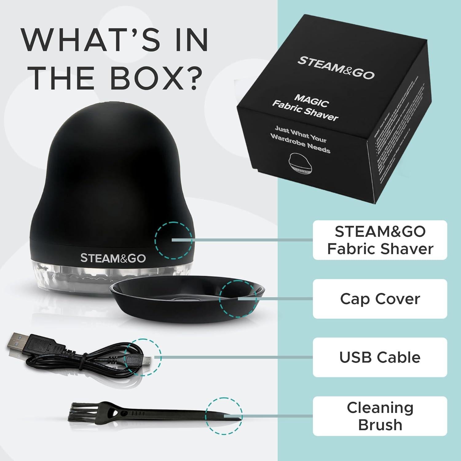 Desfuzzador de Tela Steam & Go Negro - Afeitadora Recargable