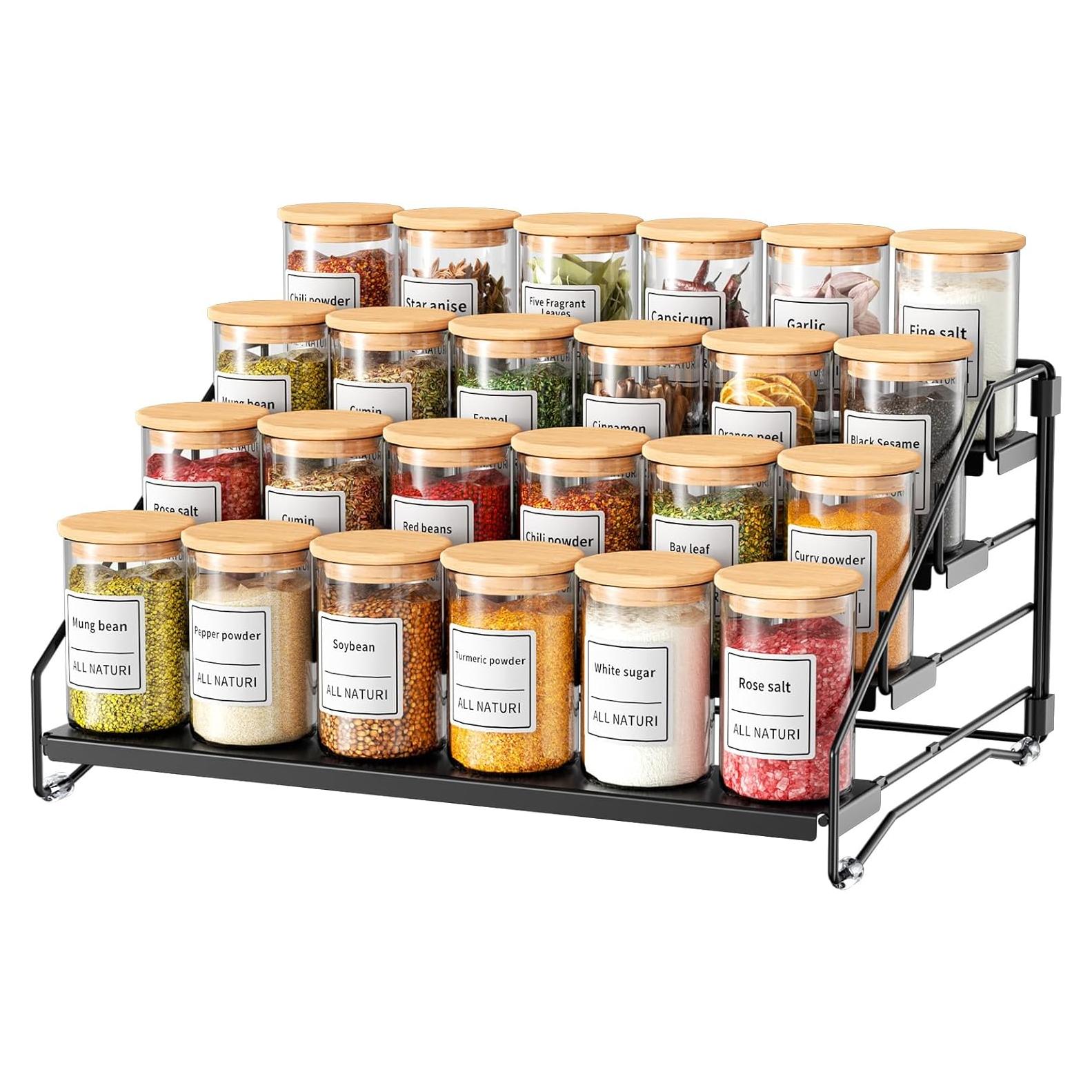 Organizador de Especias RCHYFEED Negro 4 Niveles Ajustable