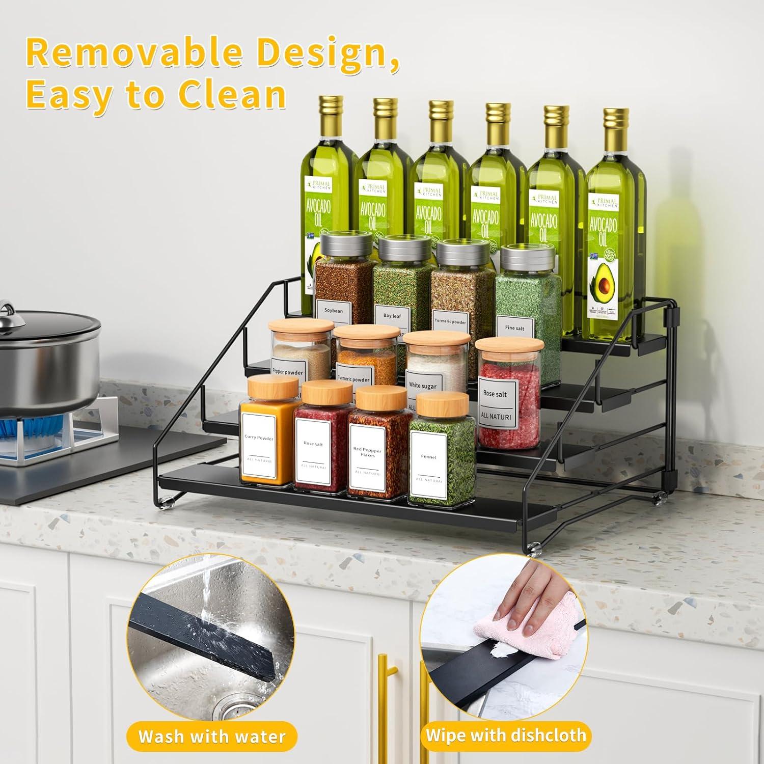 Organizador de Especias RCHYFEED Negro 4 Niveles Ajustable