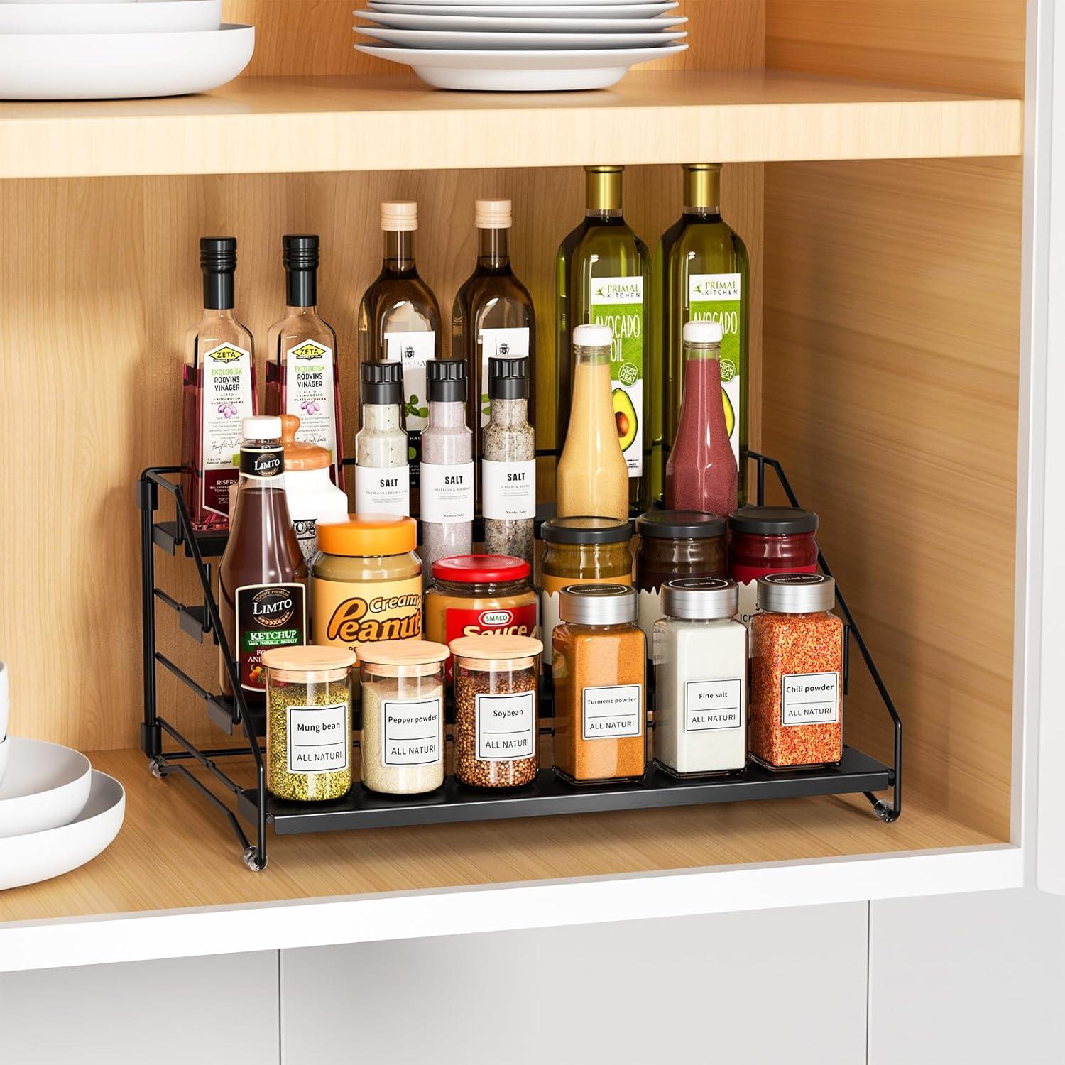 Organizador de Especias RCHYFEED Negro 4 Niveles Ajustable