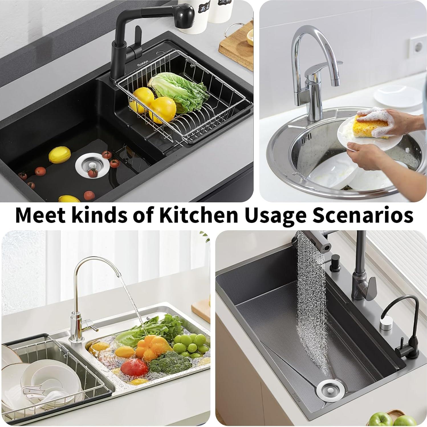 Colador de desagüe de cocina ZCQGAH 3 en 1 acero inoxidable