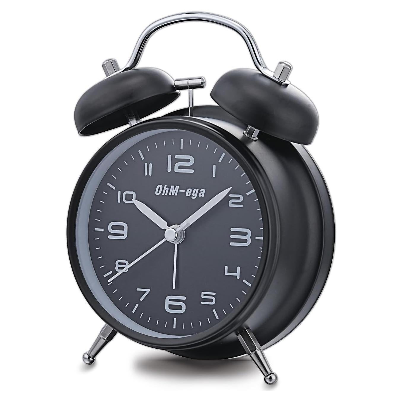 Reloj Despertador OhM-ega Twin Bell Negro 4" Mecánico