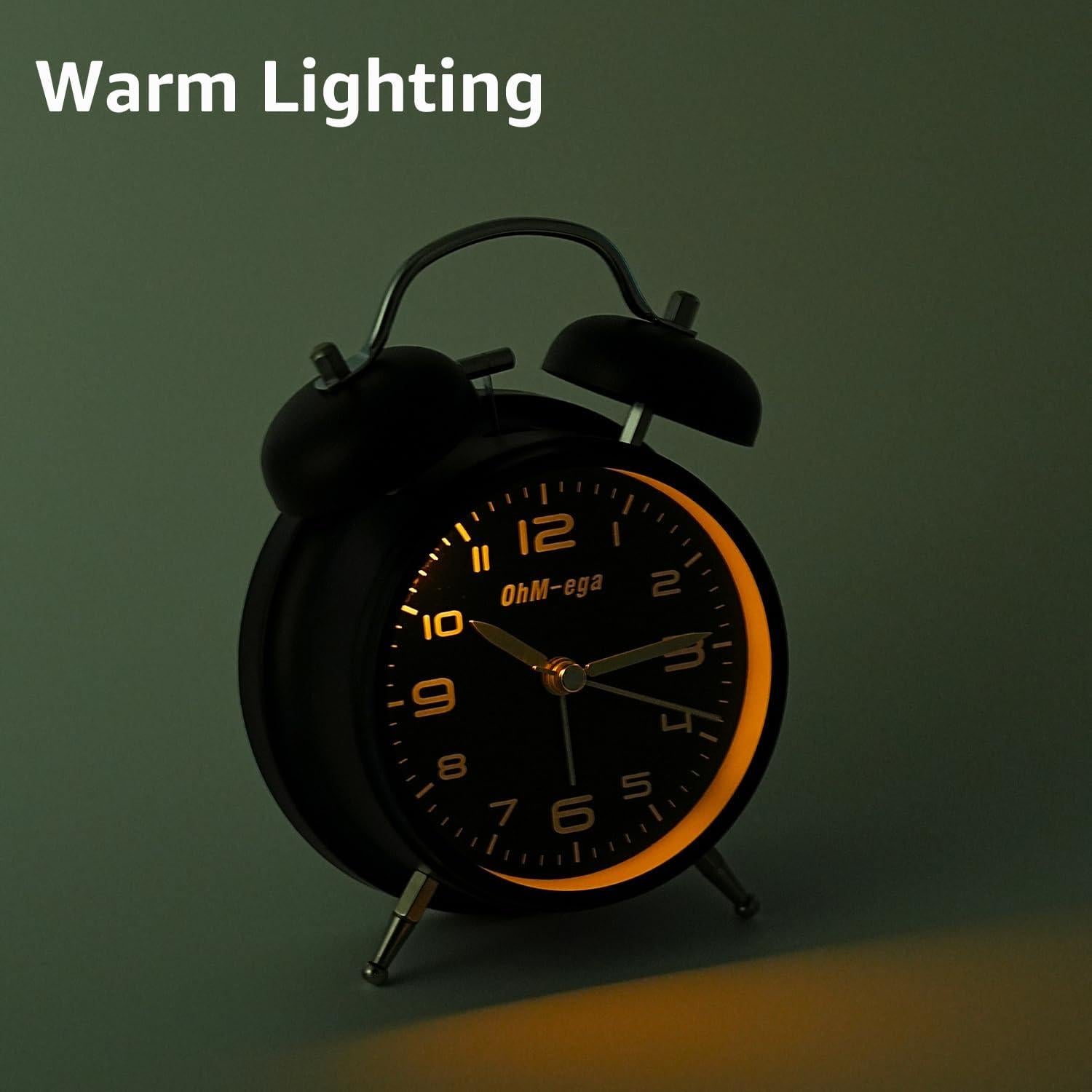 Reloj Despertador OhM-ega Twin Bell Negro 4" Mecánico