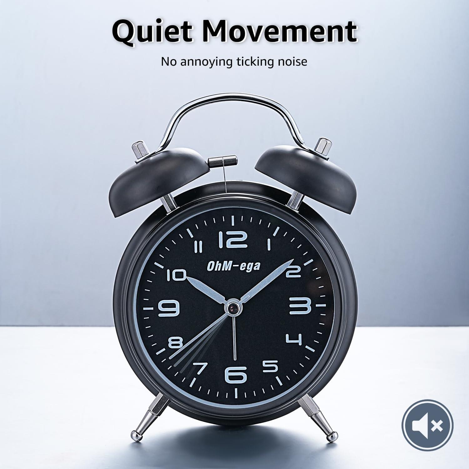 Reloj Despertador OhM-ega Twin Bell Negro 4" Mecánico