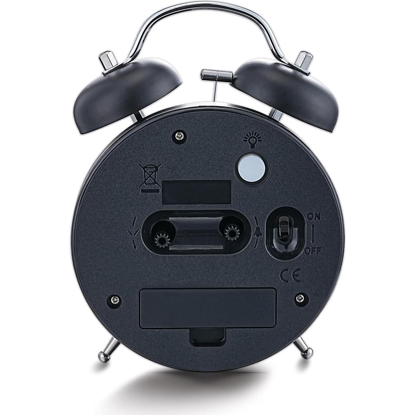 Reloj Despertador OhM-ega Twin Bell Negro 4" Mecánico