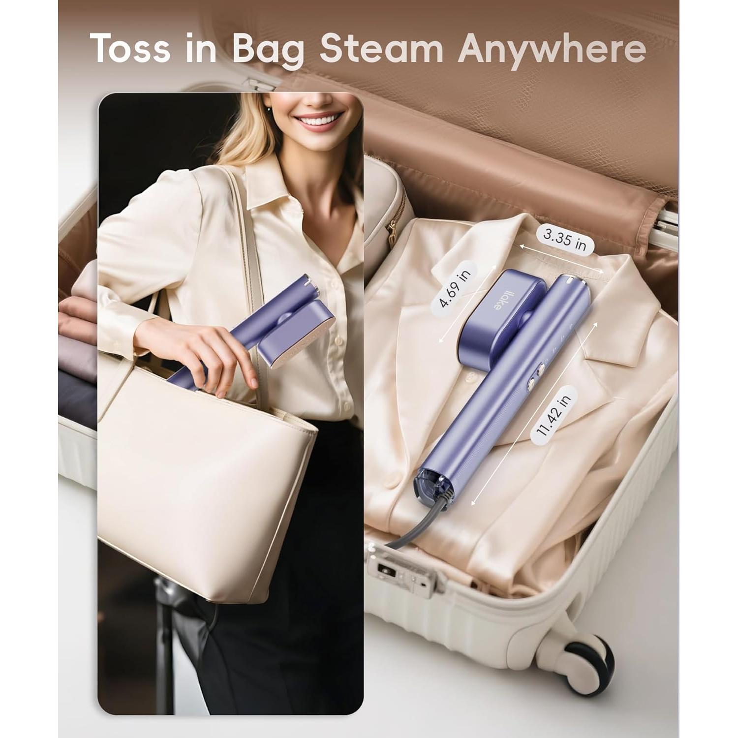 Vaporera de Viaje Ilake CW-5205, 1000W, Doble Voltaje 100-240V