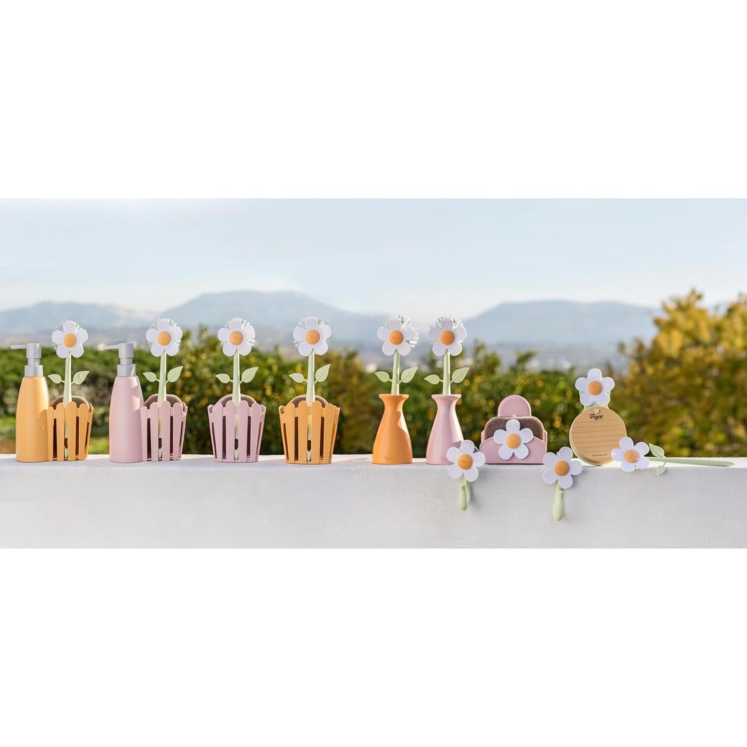 Cepillo de Platos Vigar con Soporte y Mango Ergonómico Naranja