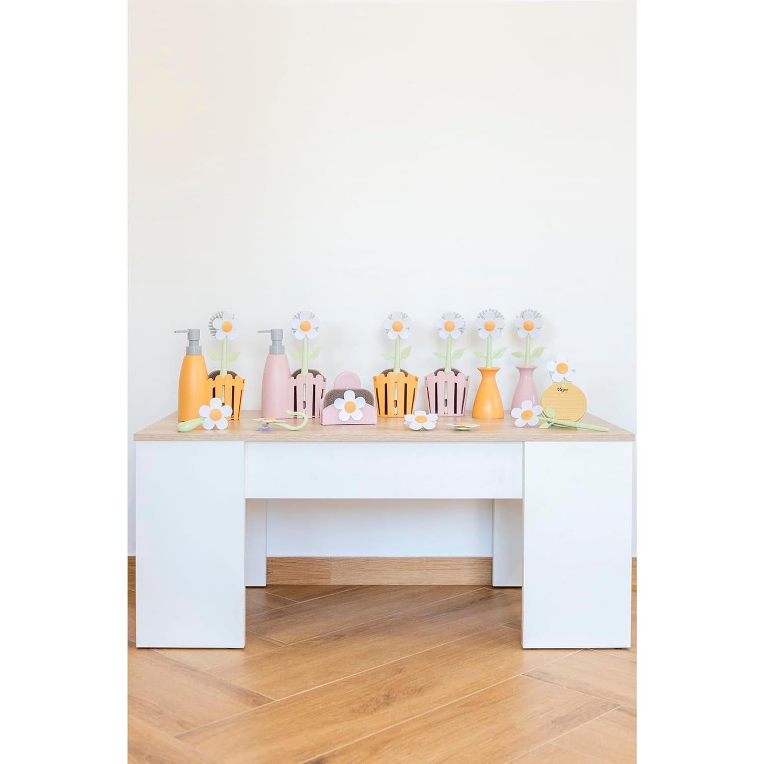 Cepillo de Platos Vigar con Soporte y Mango Ergonómico Naranja