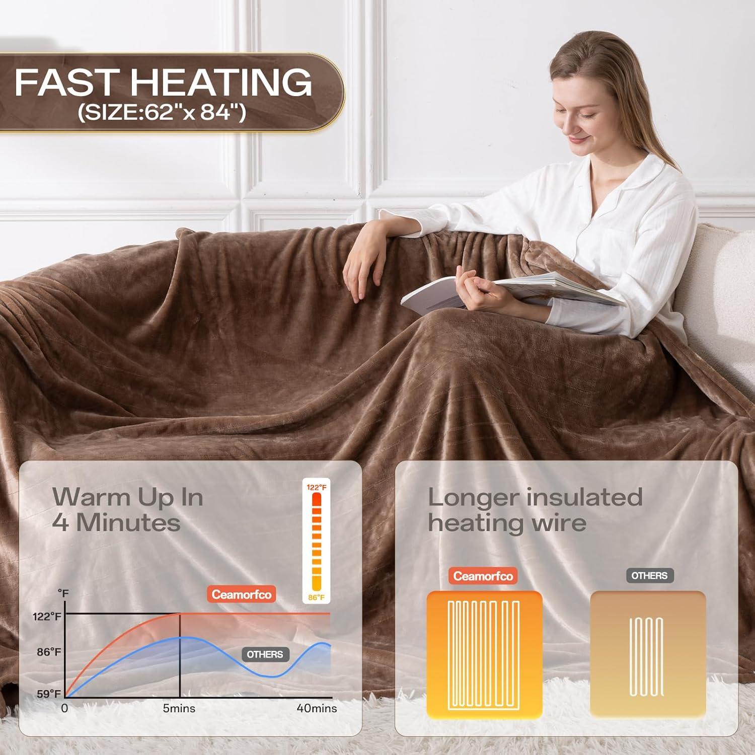 Manta Eléctrica Calentada Individual Ceamorfco 157x213 cm Marrón
