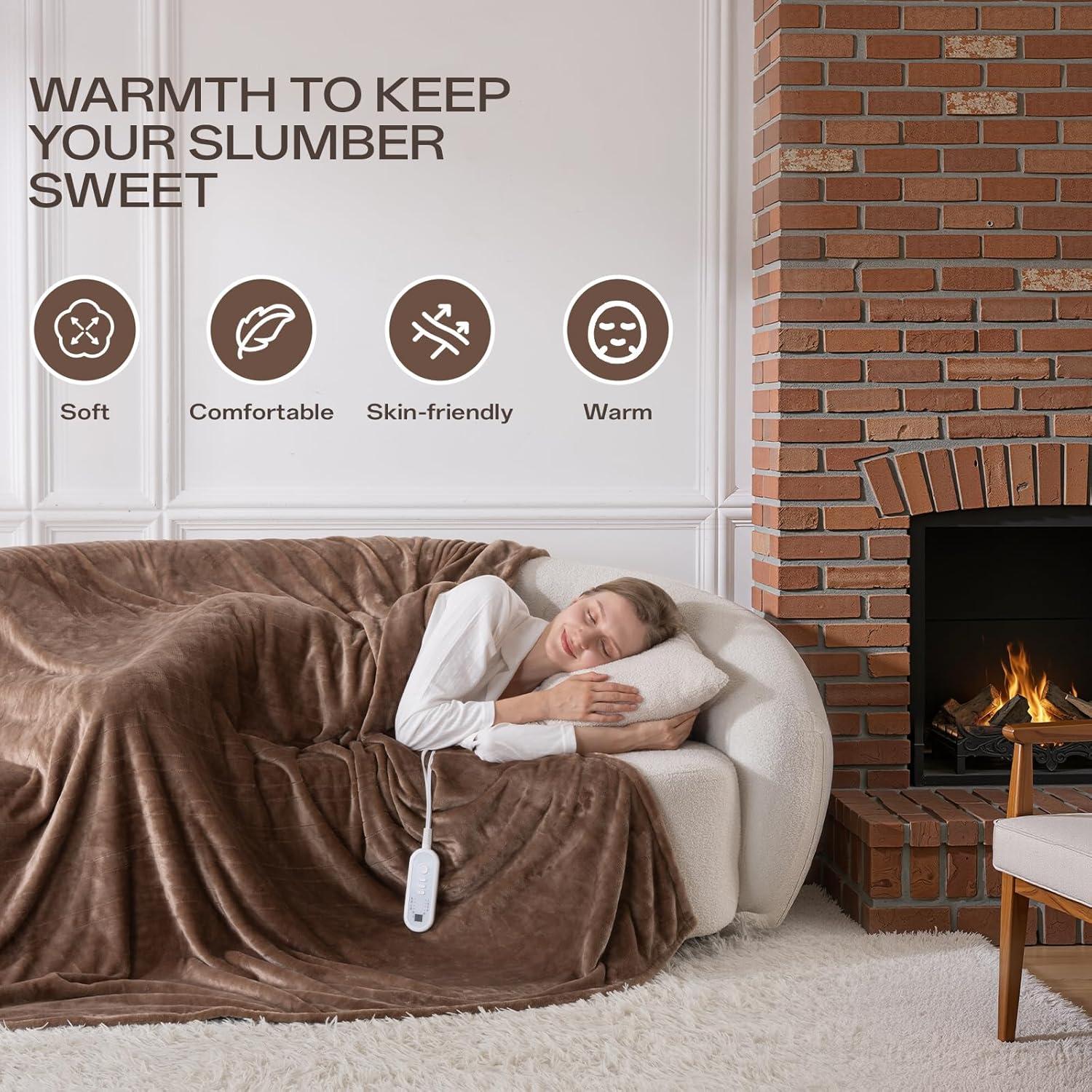 Manta Eléctrica Calentada Individual Ceamorfco 157x213 cm Marrón