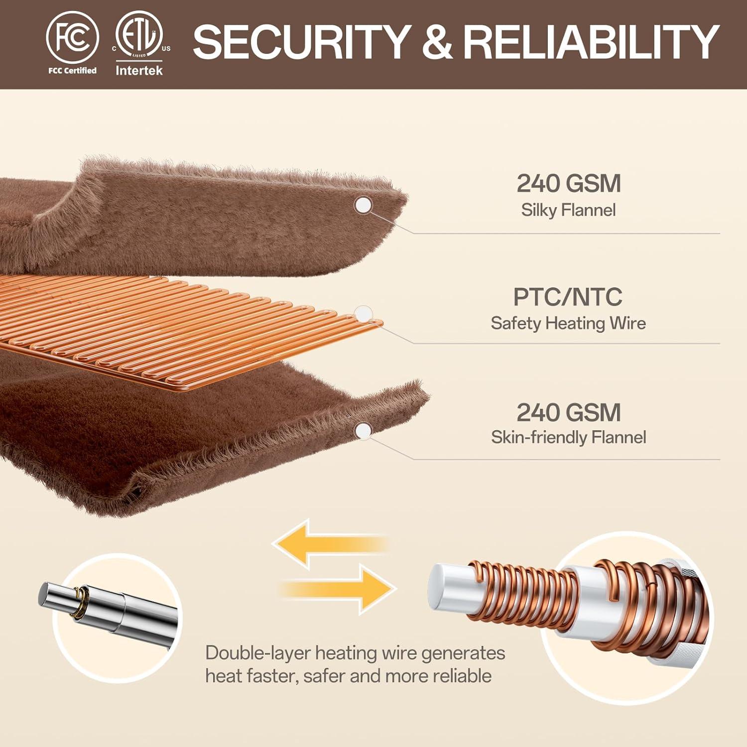 Manta Eléctrica Calentada Individual Ceamorfco 157x213 cm Marrón