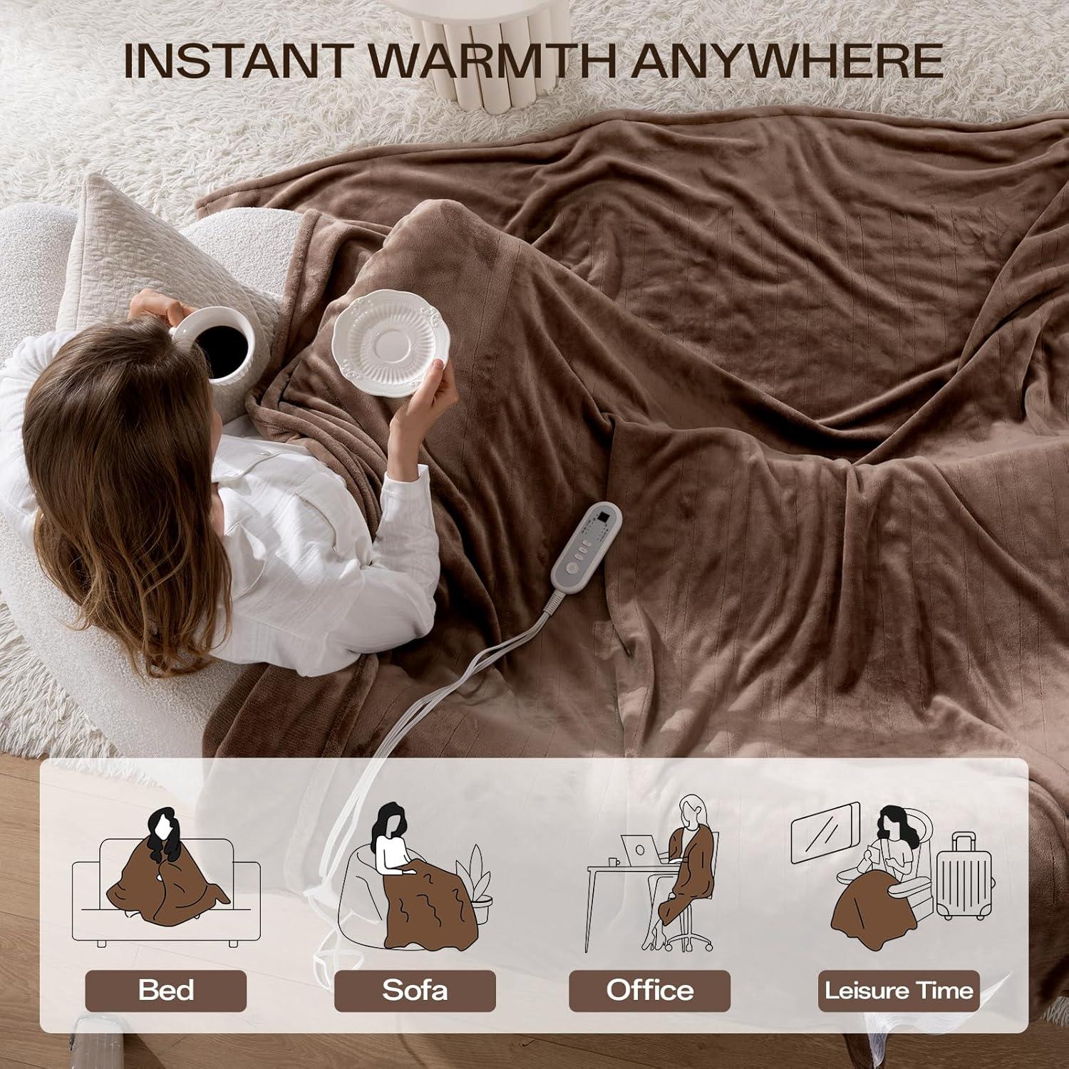 Manta Eléctrica Calentada Individual Ceamorfco 157x213 cm Marrón