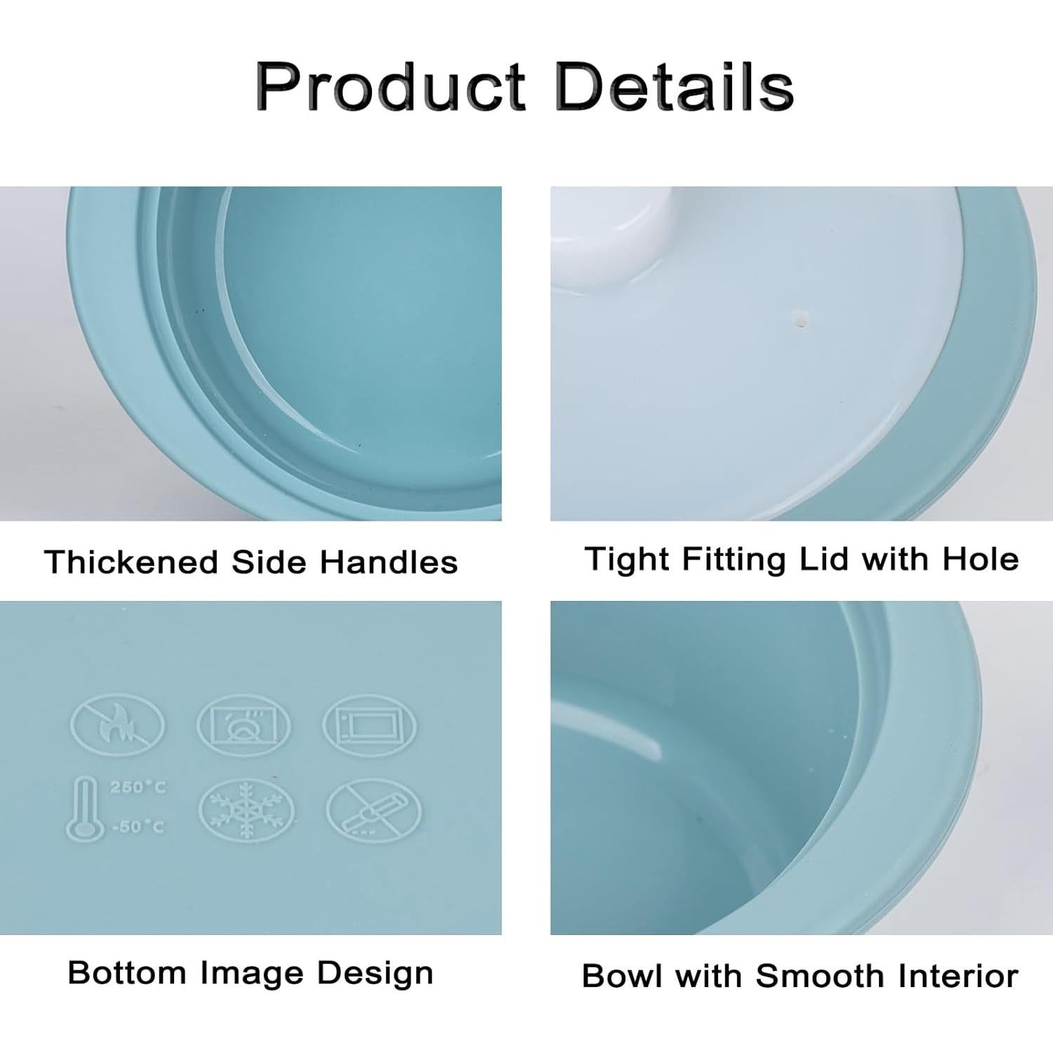 Tazón de Silicona POYIPI 2 PCS con Tapa Apto Microondas