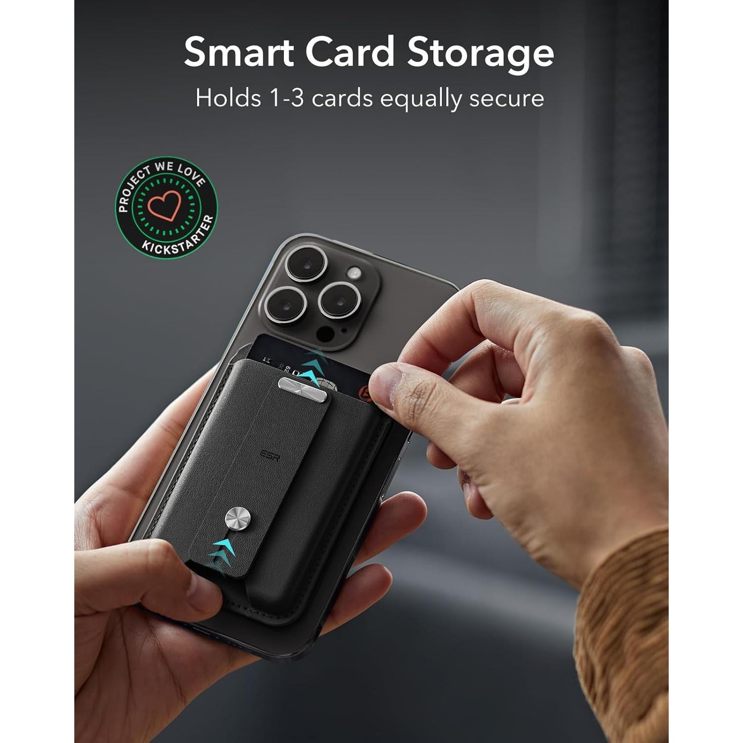 Cartera MagSafe ESR con Encontrar Mi para iPhone 12-16, Negro