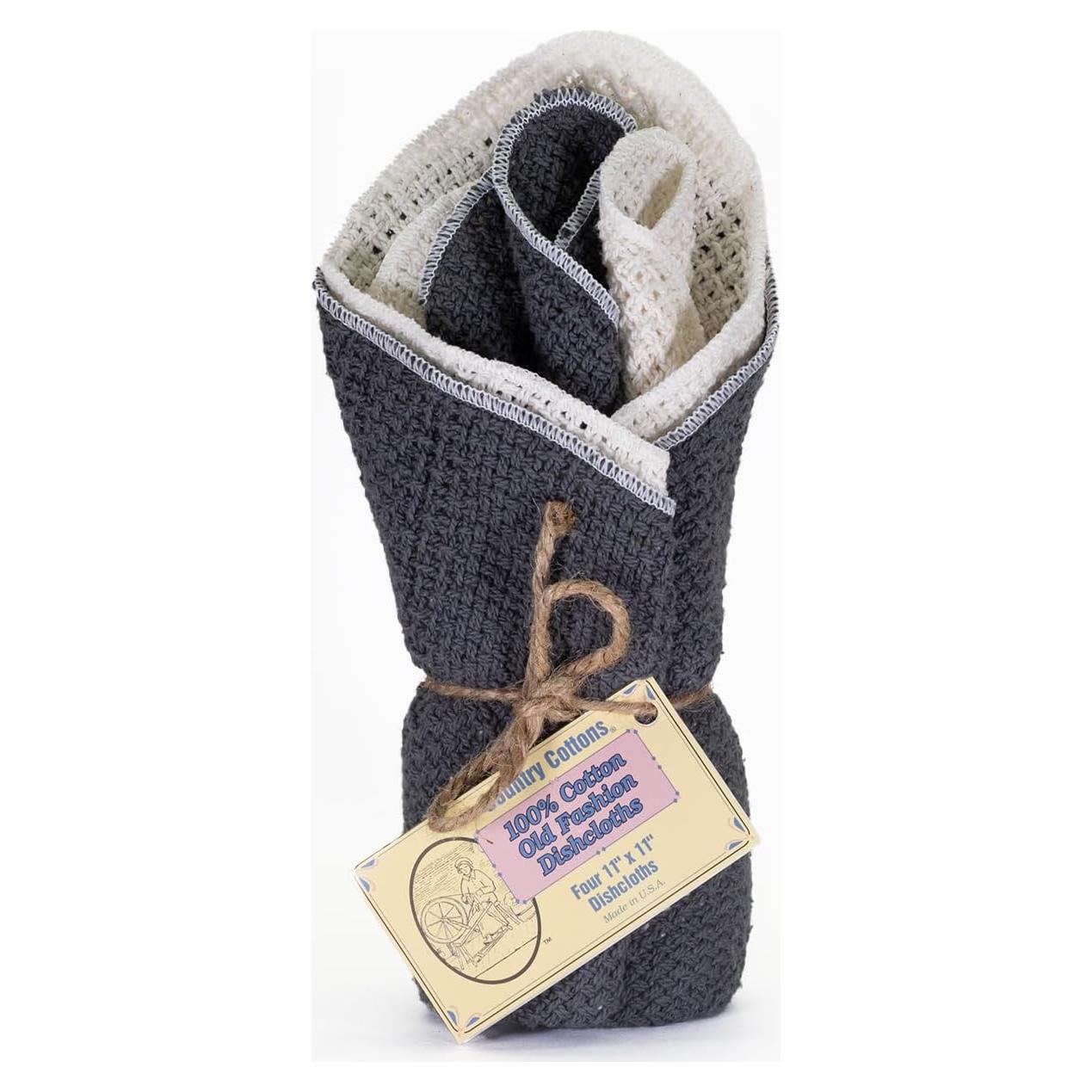 Paños de Cocina 100% Algodón Country Cottons - Set 4 Gris/Natural