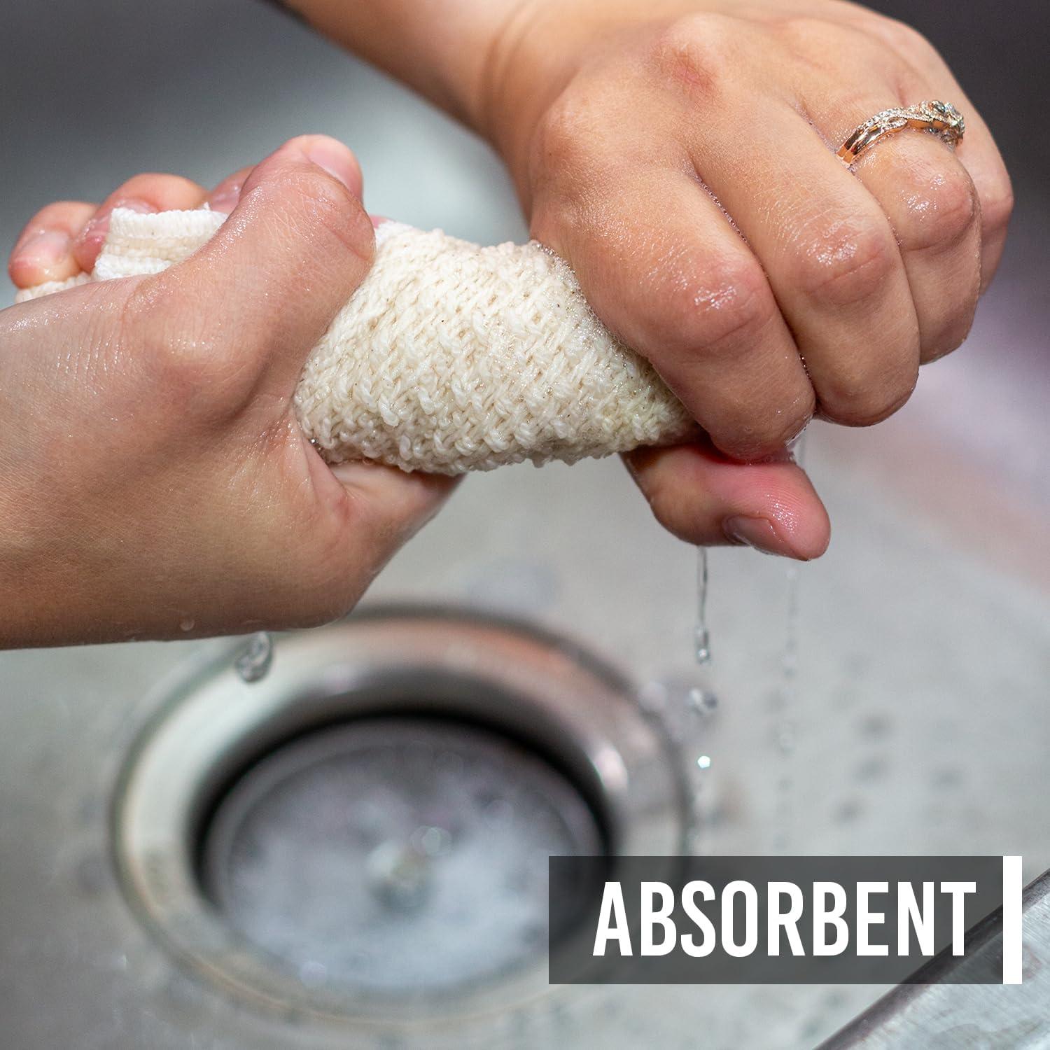 Paños de Cocina 100% Algodón Country Cottons - Set 4 Gris/Natural