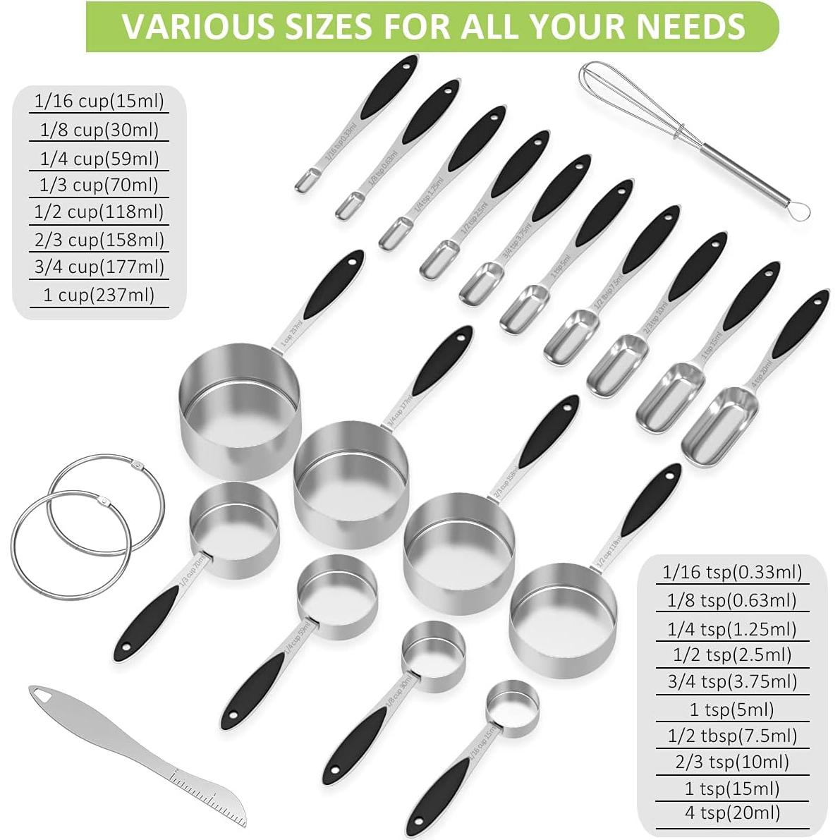 Set de 20 Tazas y Cucharas Medidoras Wildone Acero Inoxidable