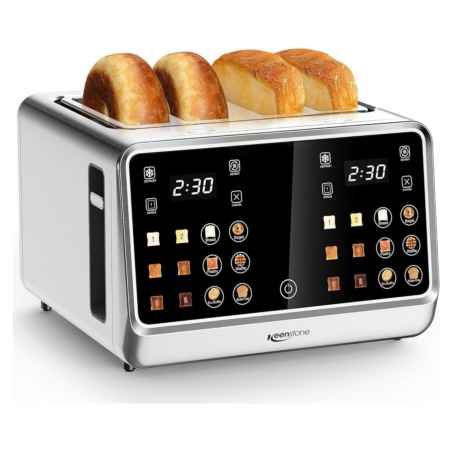 Tostadora Keenstone 4 Rebanadas Acero Inoxidable Digital