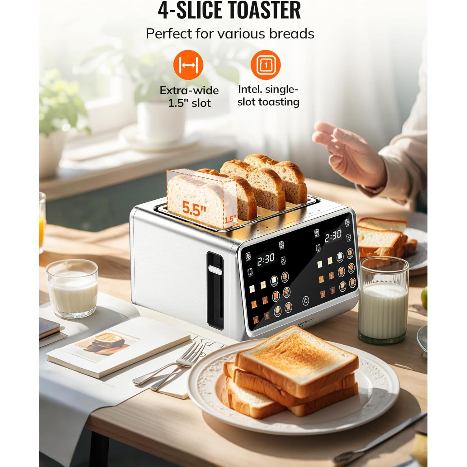 Tostadora Keenstone 4 Rebanadas Acero Inoxidable Digital