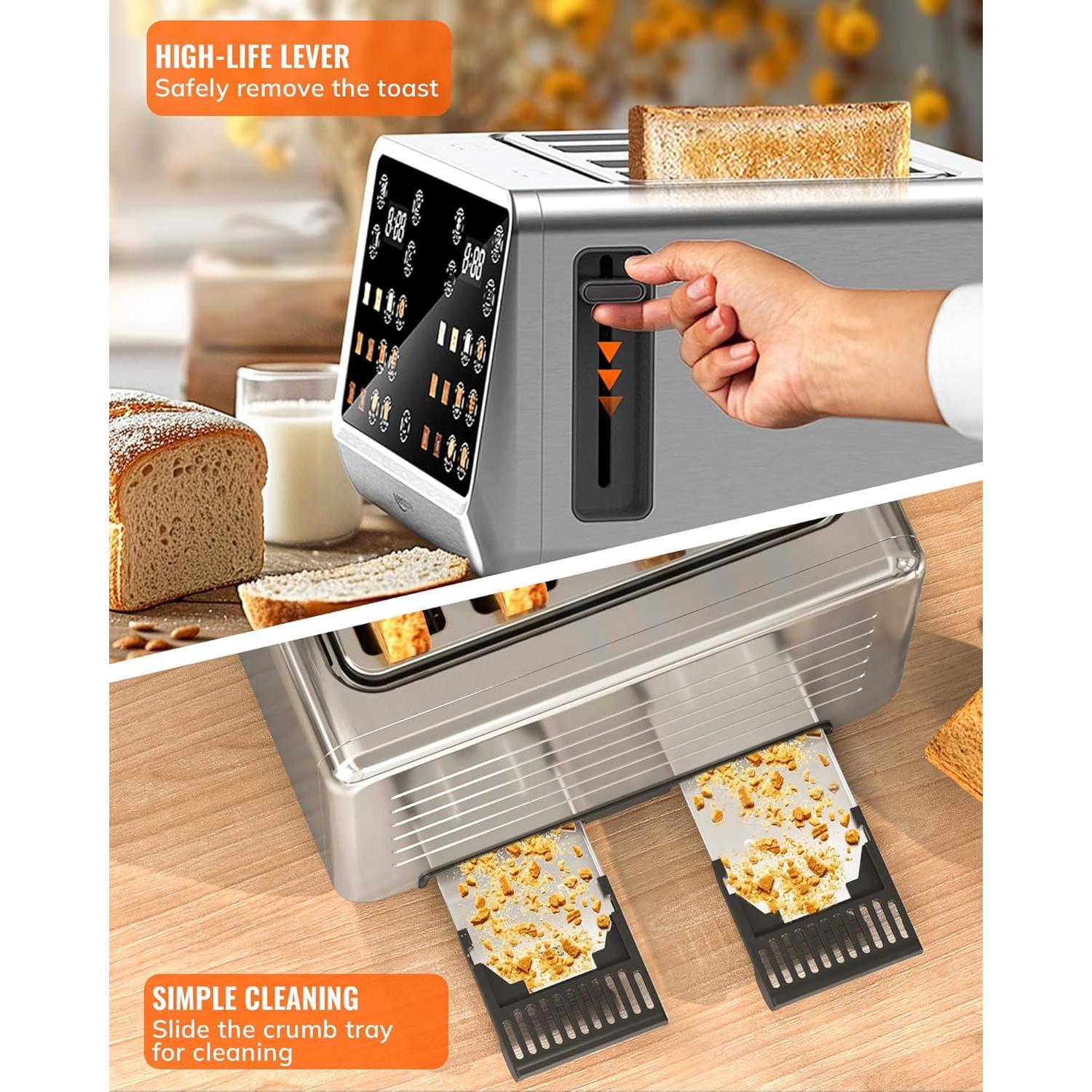 Tostadora Keenstone 4 Rebanadas Acero Inoxidable Digital