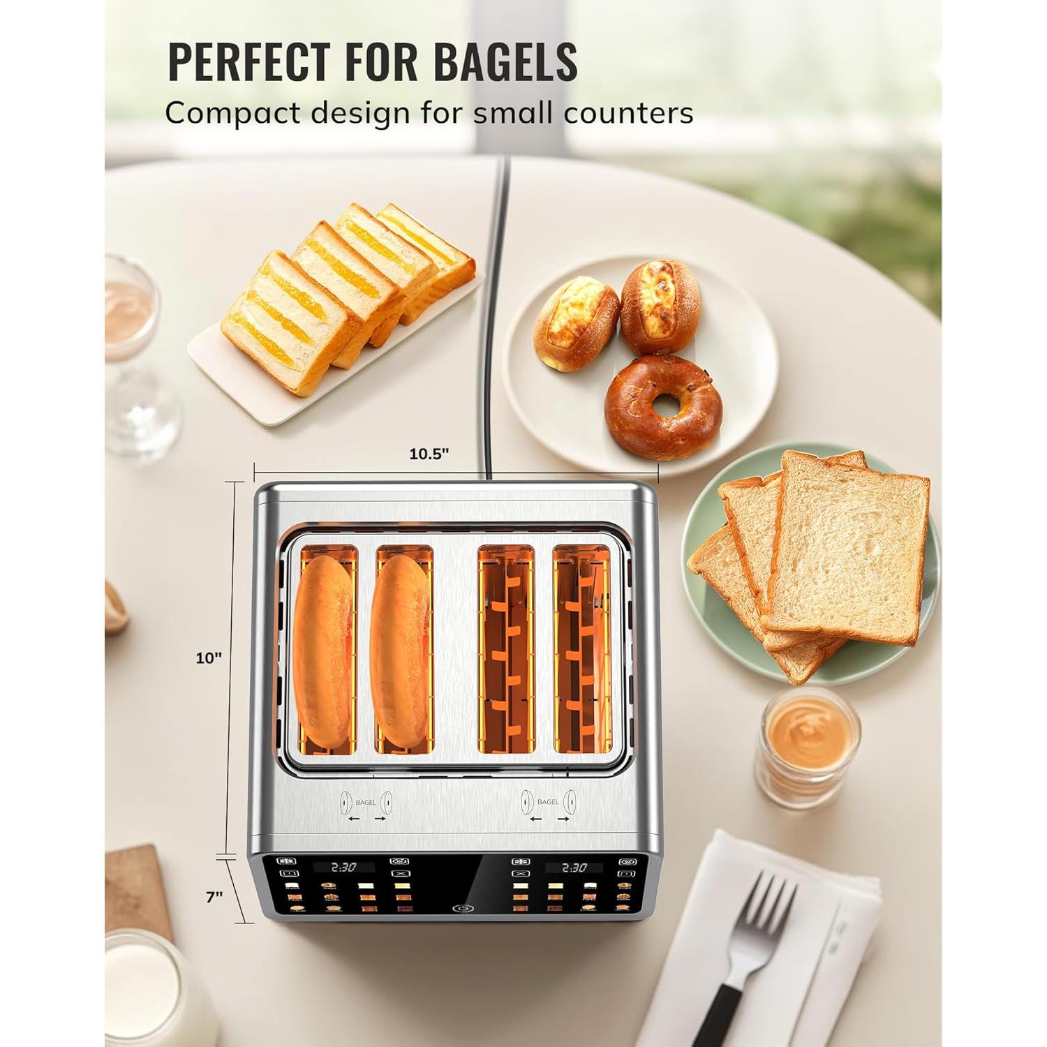 Tostadora Keenstone 4 Rebanadas Acero Inoxidable Digital