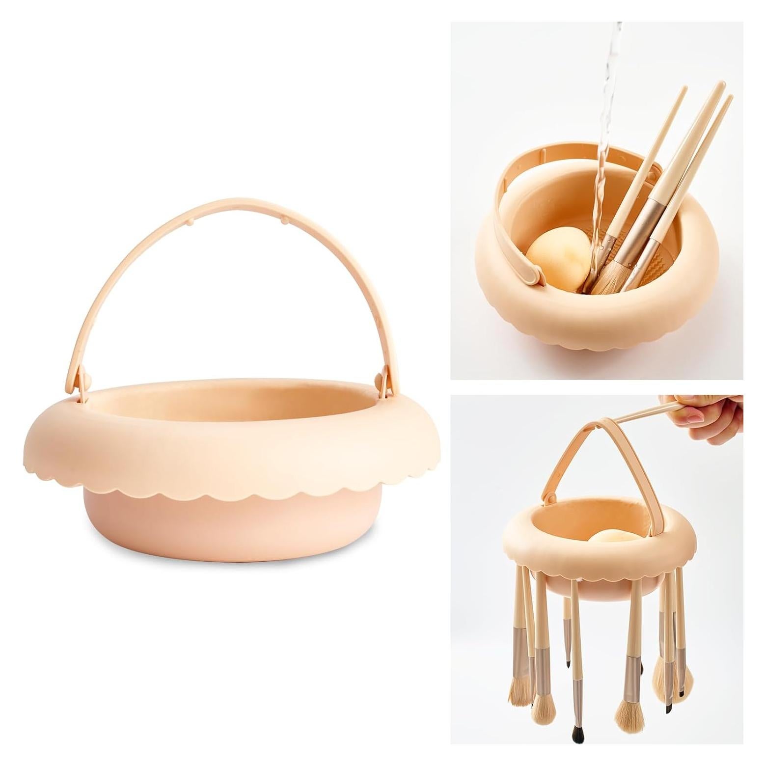 Alfombrilla Limpiadora de Brochas Lifevc 3 en 1 Silicona Beige