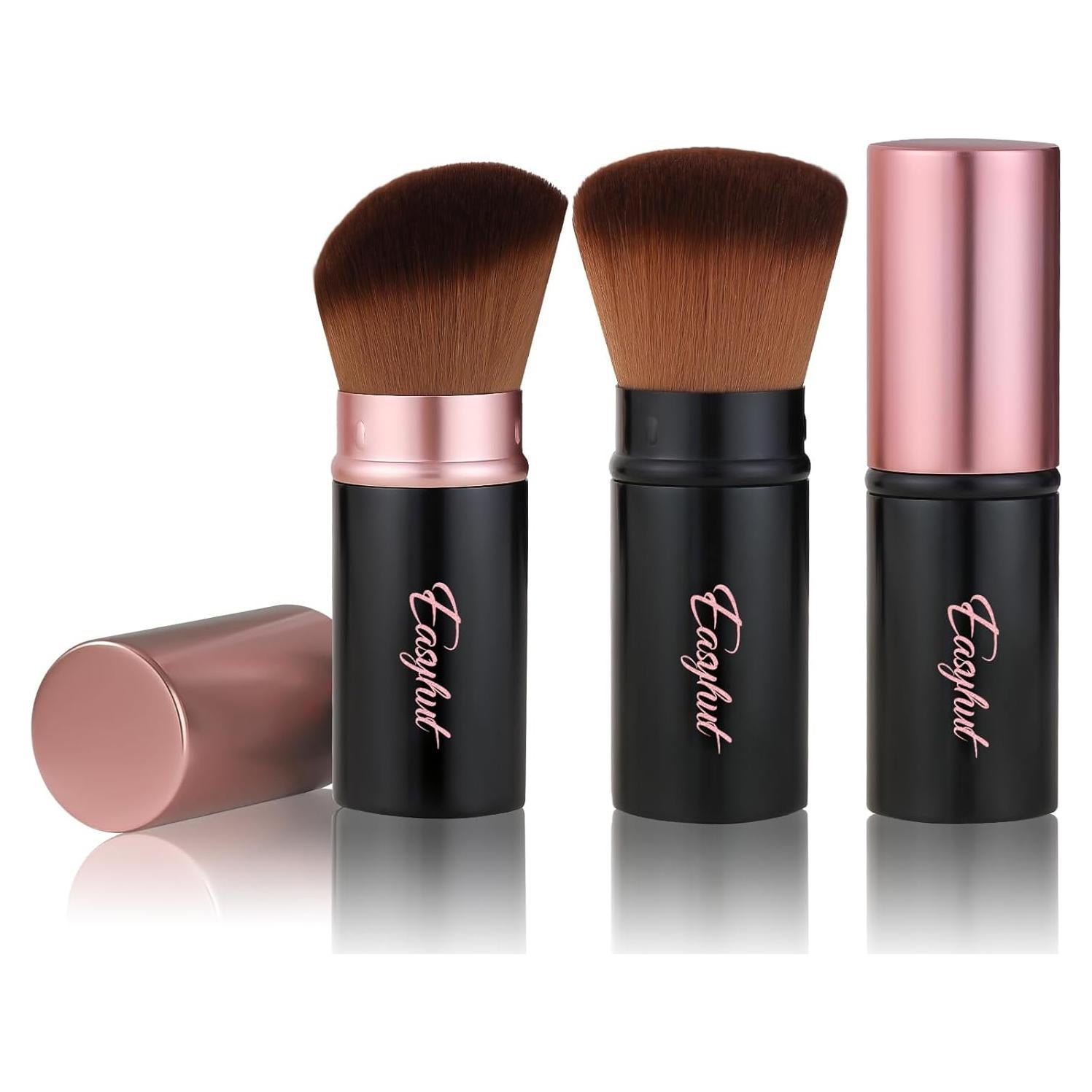 Juego de Brochas de Maquillaje Retráctiles Easyhut 2 Pcs Oro Rosa