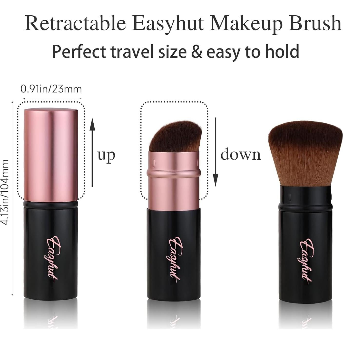 Juego de Brochas de Maquillaje Retráctiles Easyhut 2 Pcs Oro Rosa