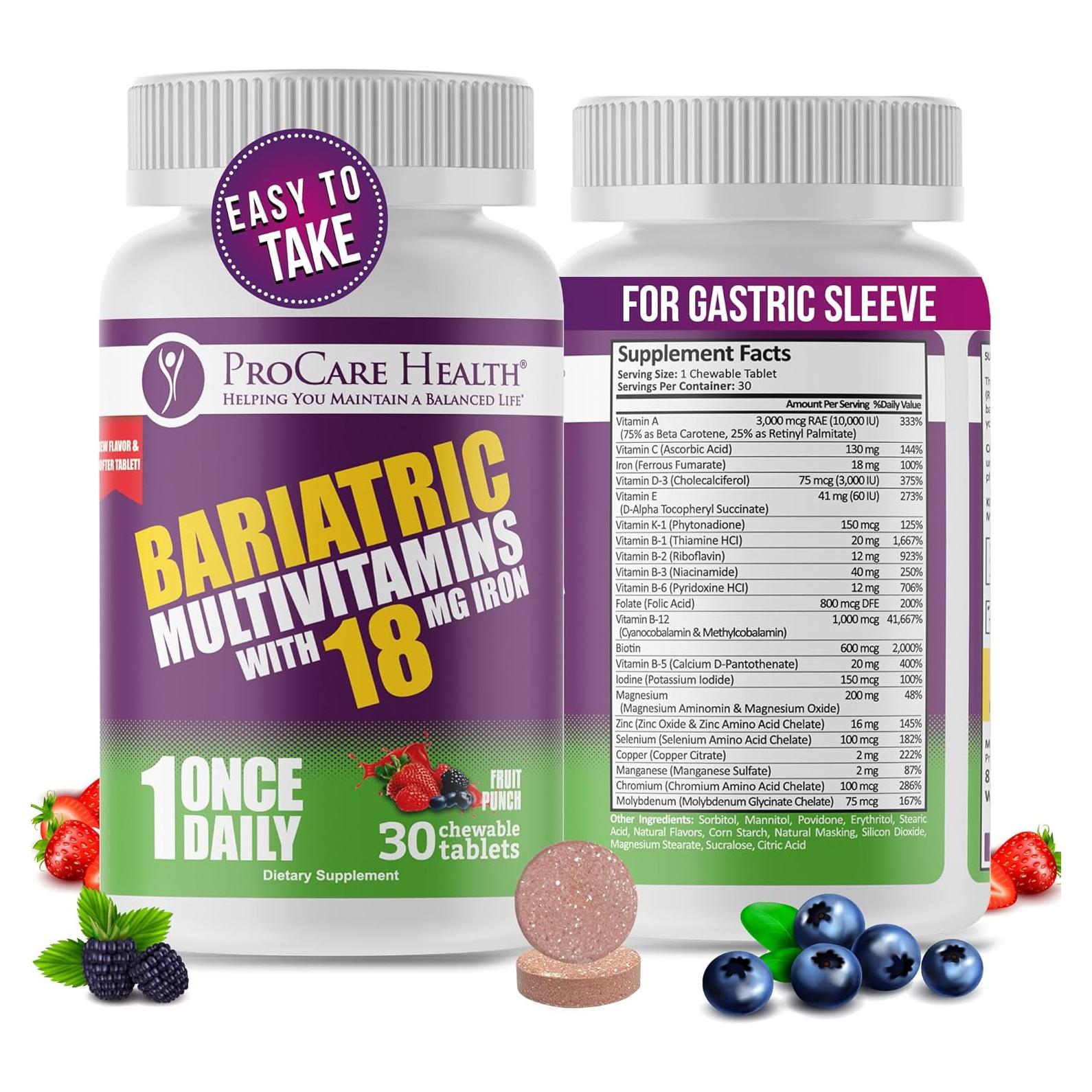 Multivitamina Masticable ProCare Health Bariátrica 30 Tabletas Fruta Punch