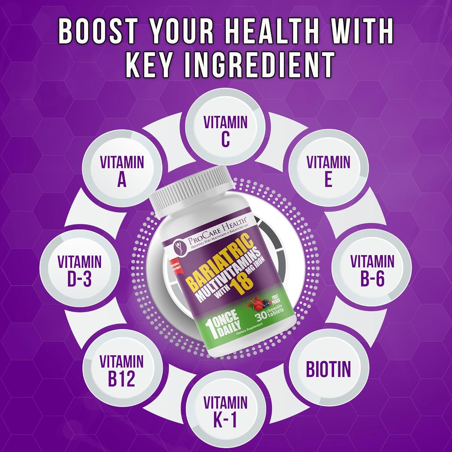 Multivitamina Masticable ProCare Health Bariátrica 30 Tabletas Fruta Punch