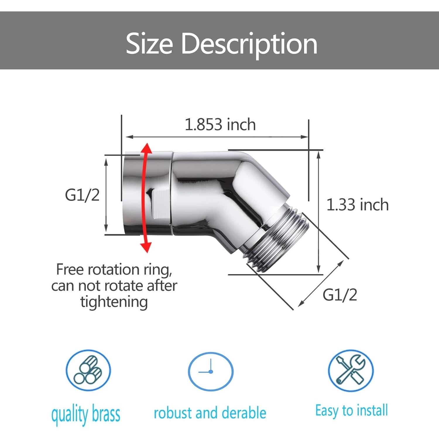 Adaptador de codo para ducha LUOFANT 135° cromado