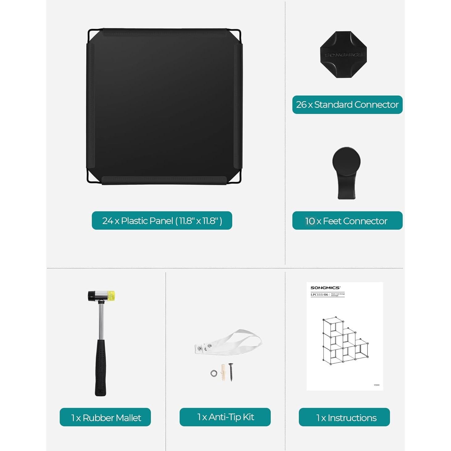 Organizador de Almacenamiento Modular SONGMICS 6 Cubos 30x30cm Negro