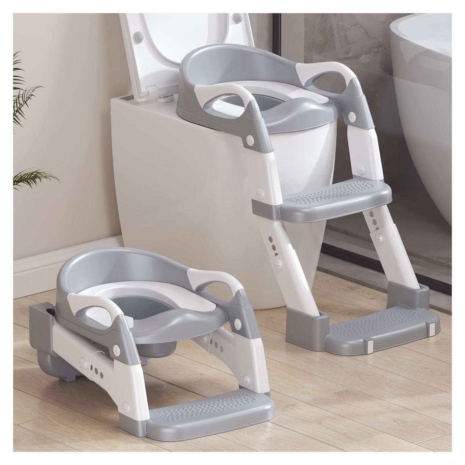 Asiento de Inodoro 2-en-1 ZBQ Gris para Entrenamiento de Potty