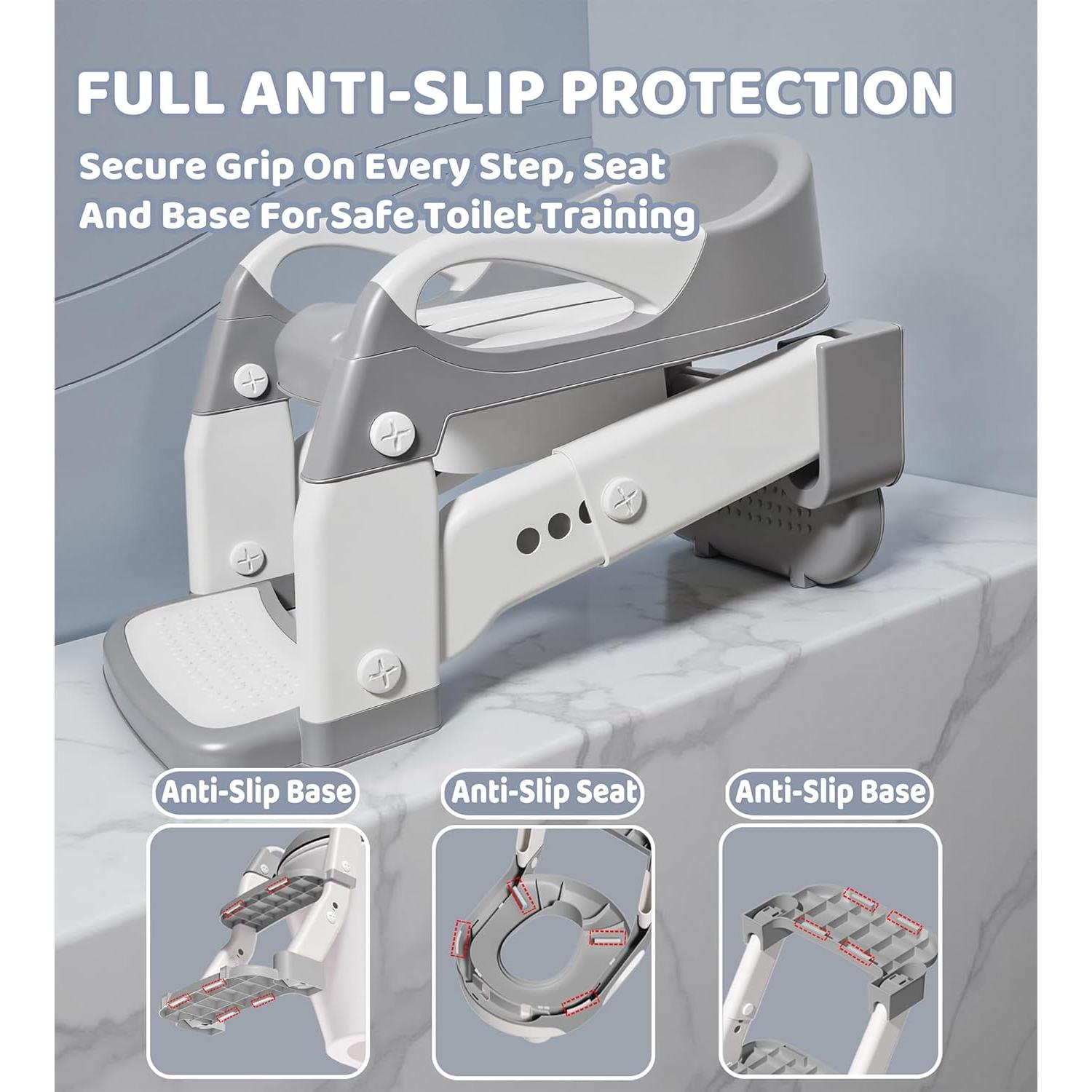 Asiento de Inodoro 2-en-1 ZBQ Gris para Entrenamiento de Potty