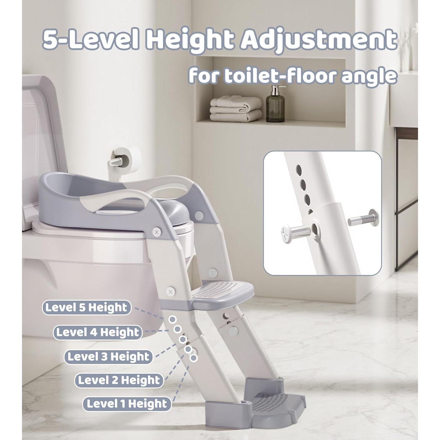 Asiento de Inodoro 2-en-1 ZBQ Gris para Entrenamiento de Potty