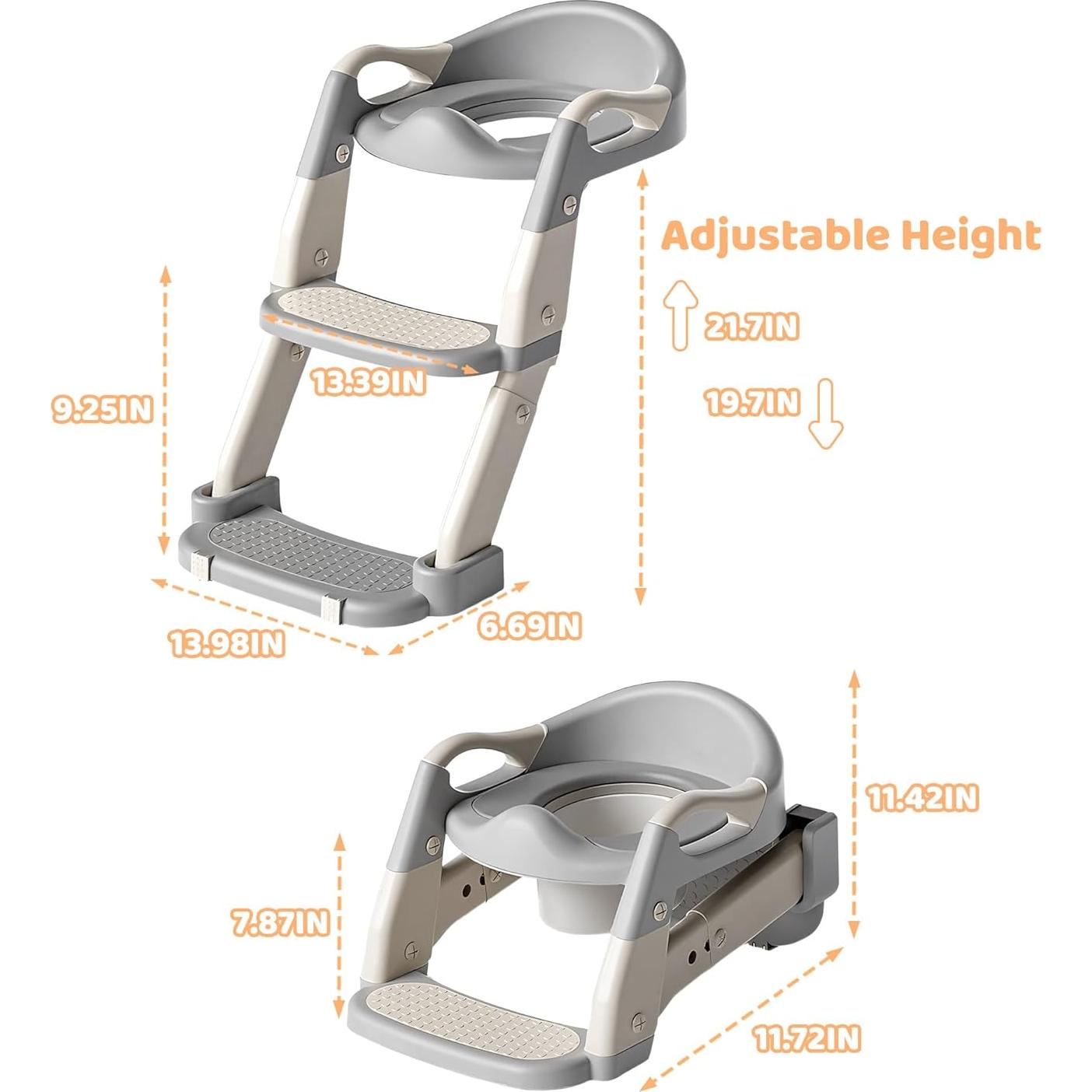 Asiento de Inodoro 2-en-1 ZBQ Gris para Entrenamiento de Potty
