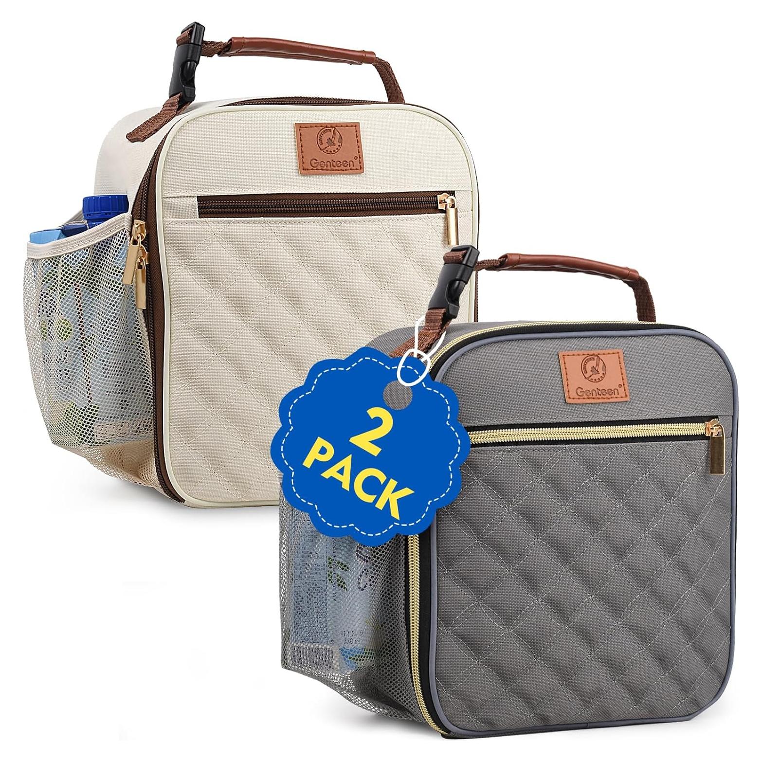 Bolsa de Almuerzo Aislada Genteen 5L Gris/Blanco para Oficina y Picnic