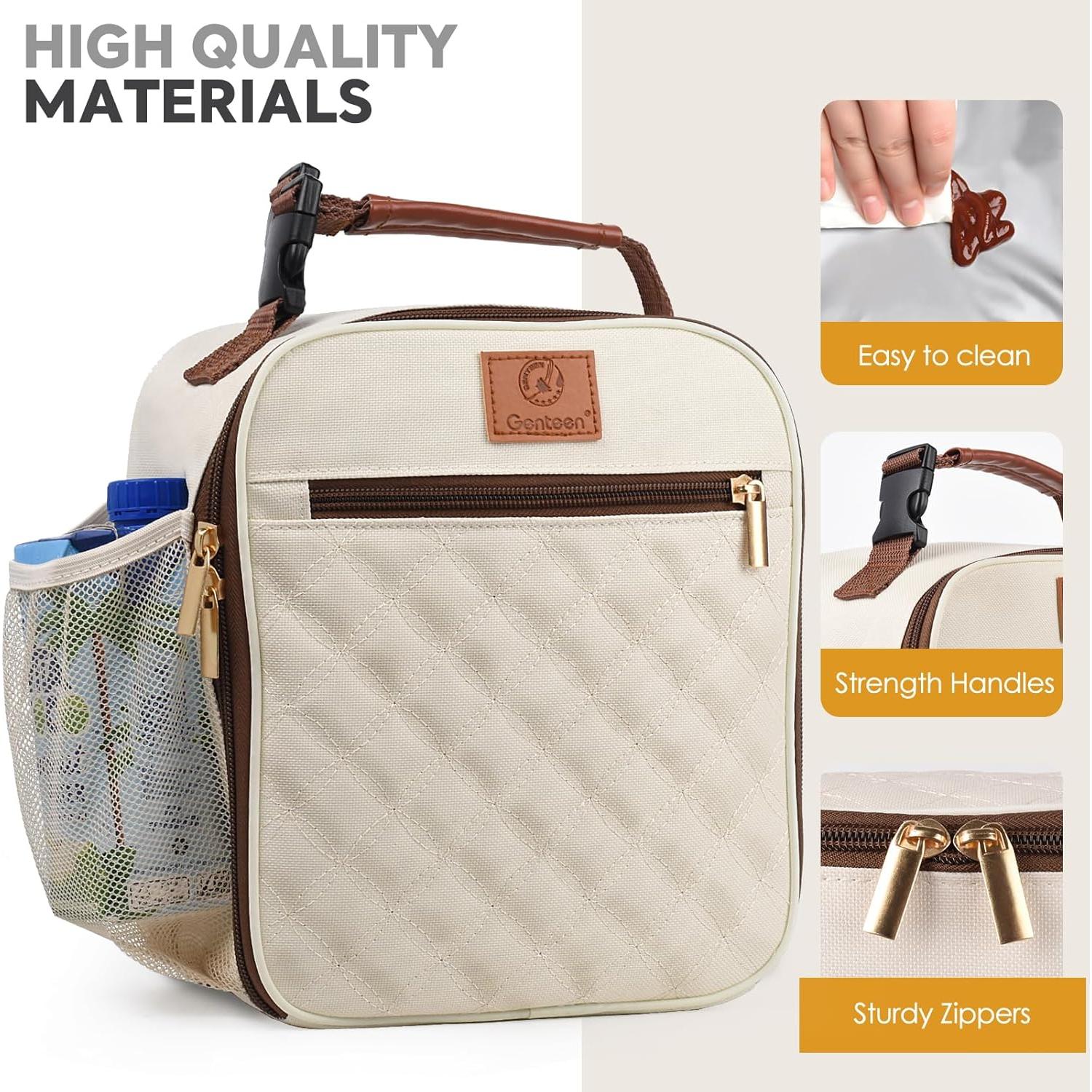 Bolsa de Almuerzo Aislada Genteen 5L Gris/Blanco para Oficina y Picnic