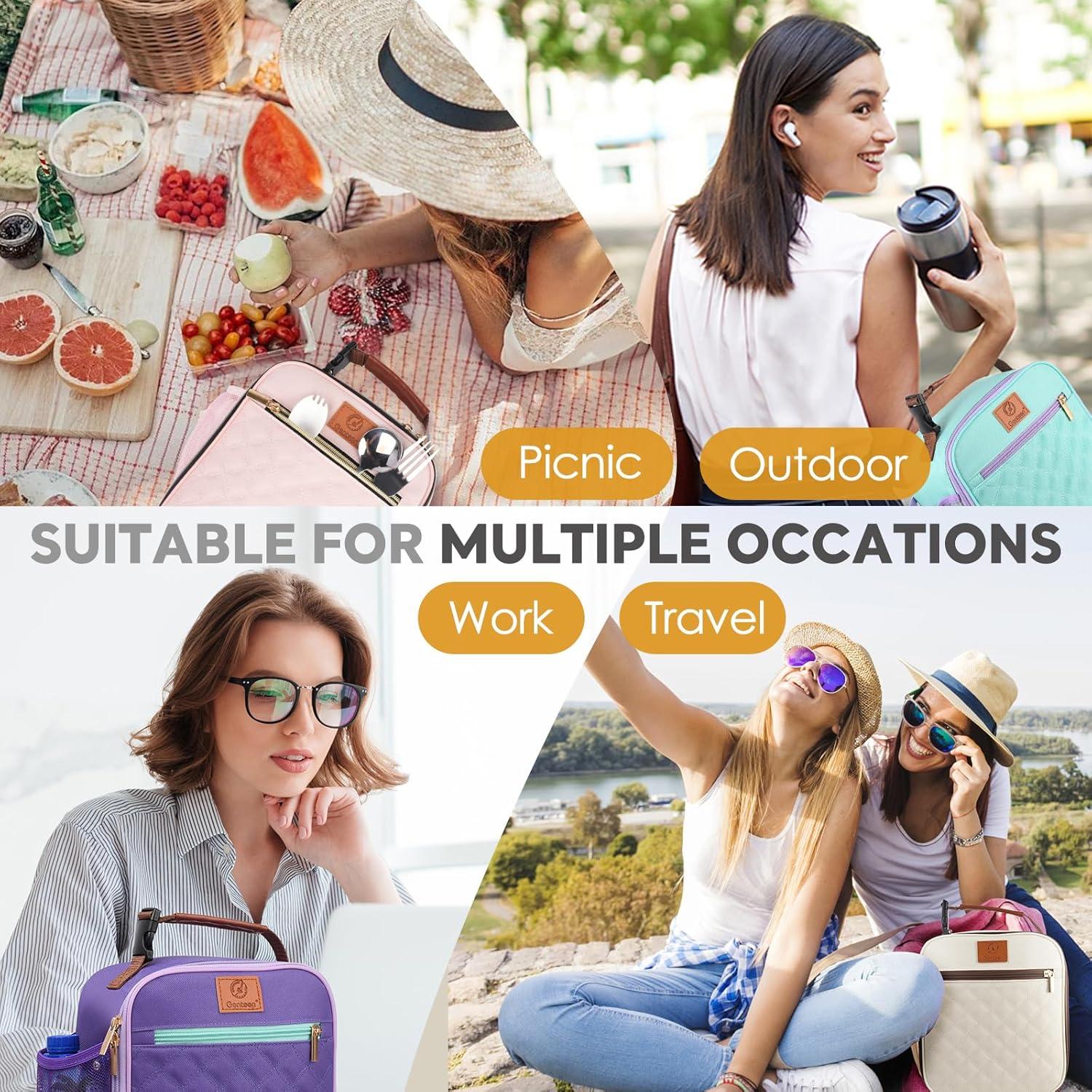 Bolsa de Almuerzo Aislada Genteen 5L Gris/Blanco para Oficina y Picnic