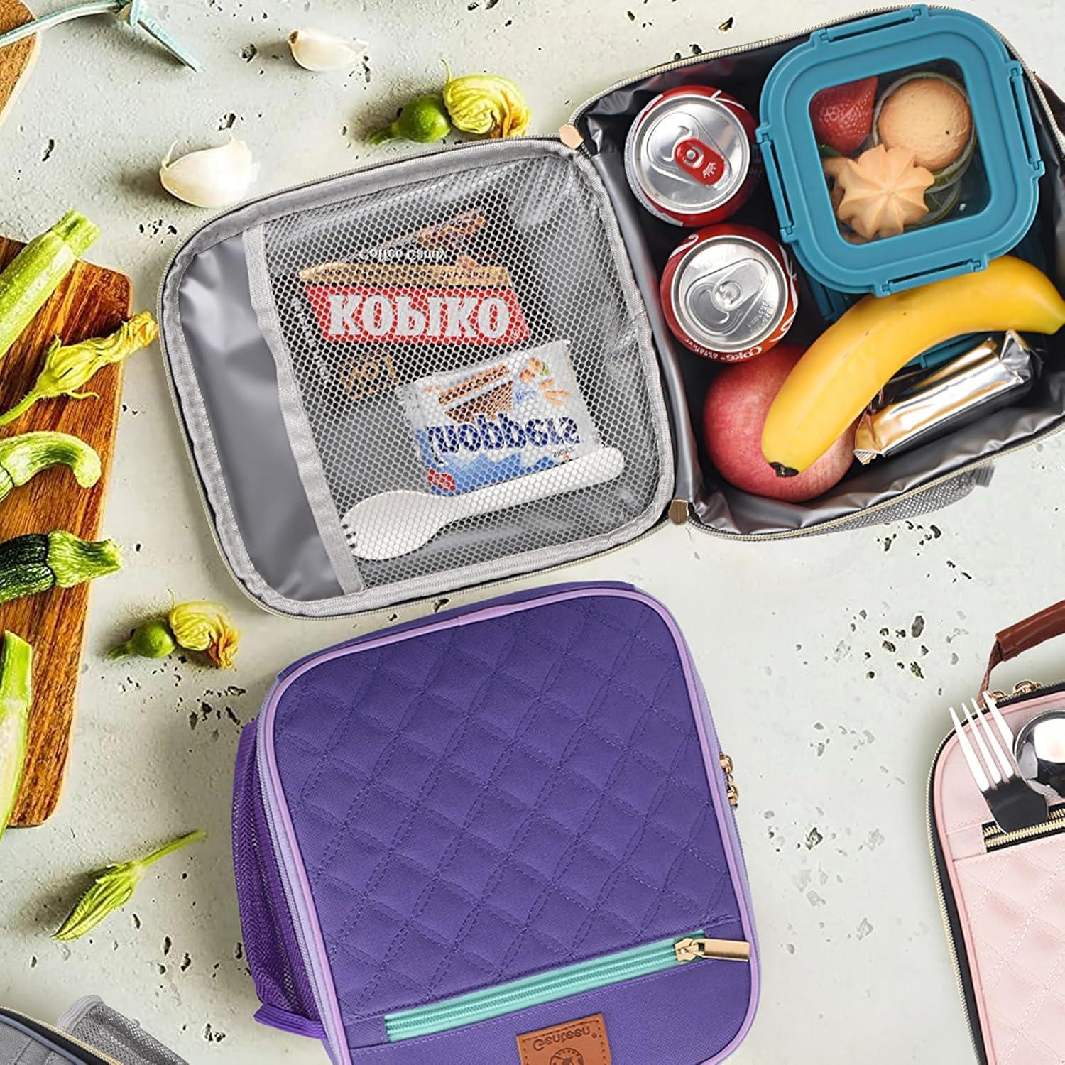 Bolsa de Almuerzo Aislada Genteen 5L Gris/Blanco para Oficina y Picnic