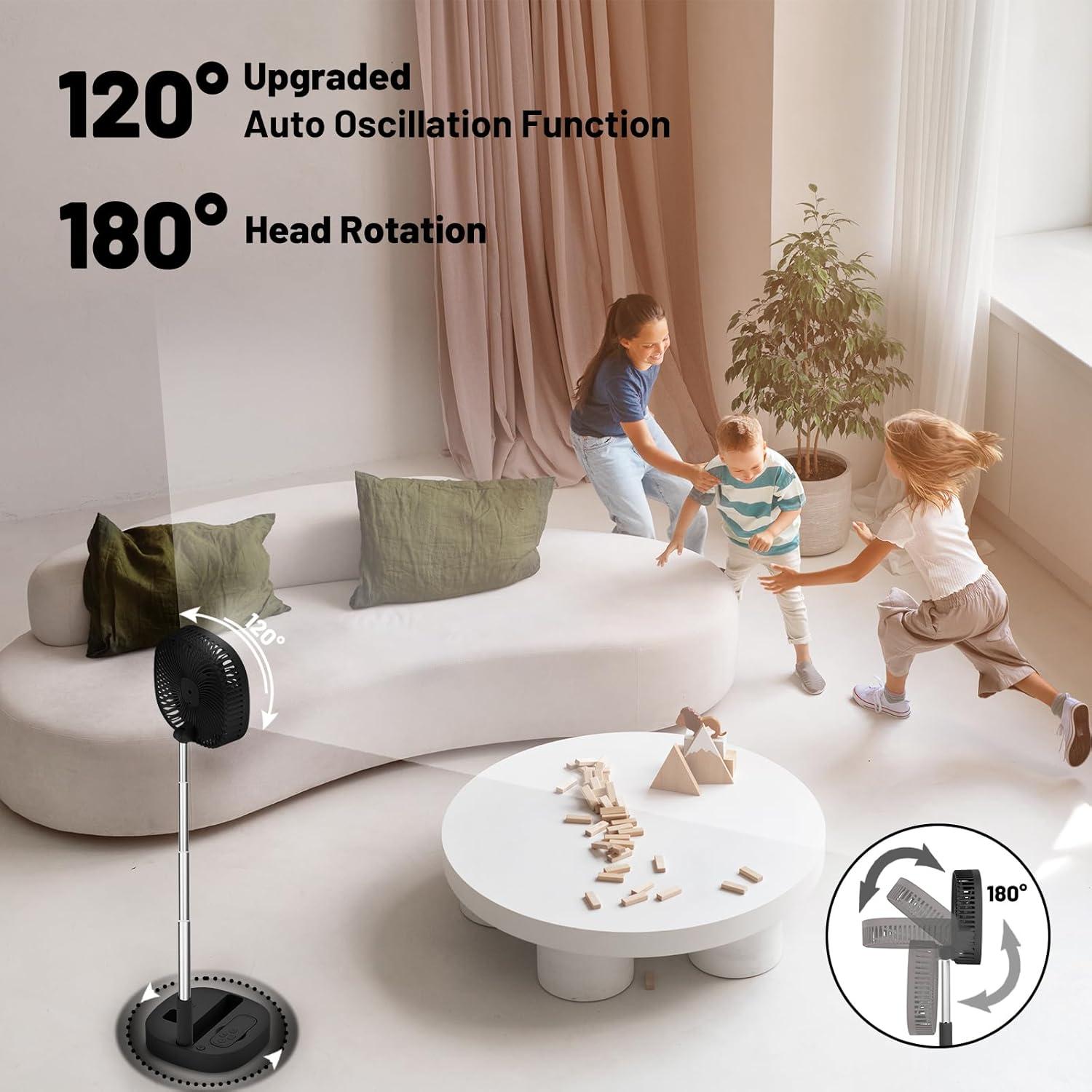 Ventilador de Pedestal Dhenrio Plegable 7200mAh Control Remoto