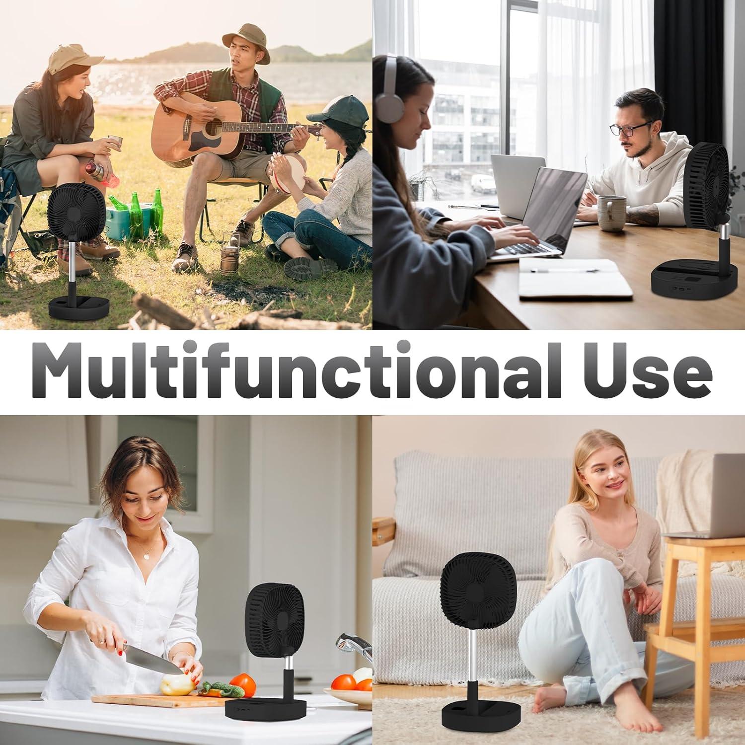 Ventilador de Pedestal Dhenrio Plegable 7200mAh Control Remoto