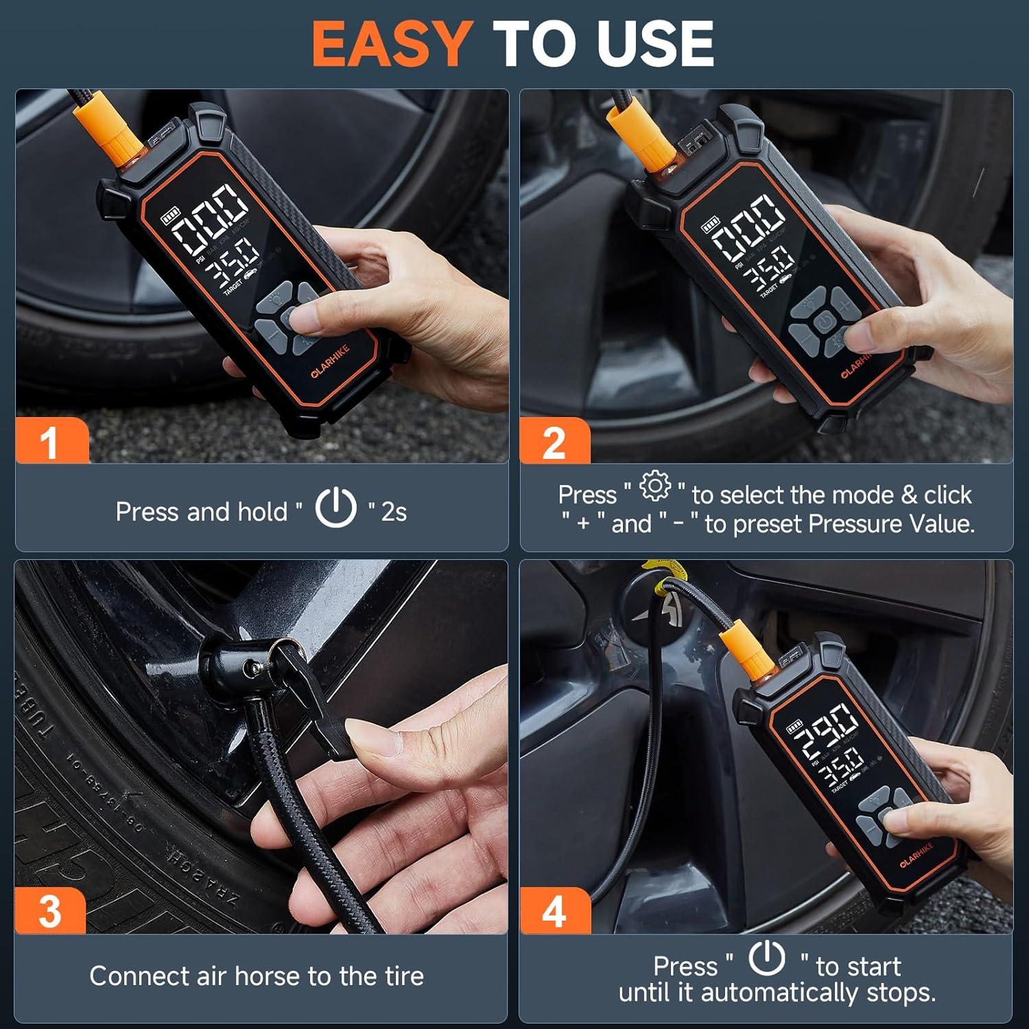 Inflador de Neumáticos Sin Cable OlarHike 6000mAh Portátil